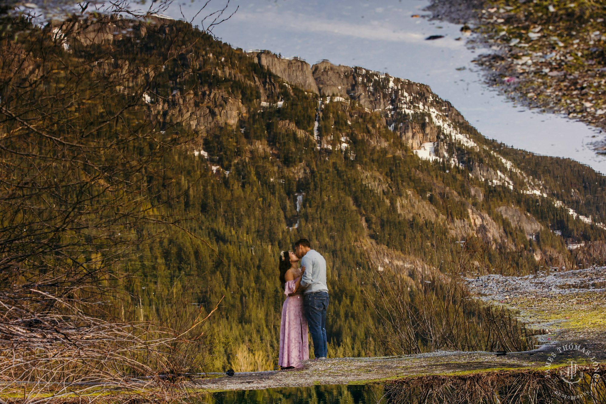 Adventure engagement session at Snoqualmie Pass by adventure wedding photographer James Thomas Long Photography