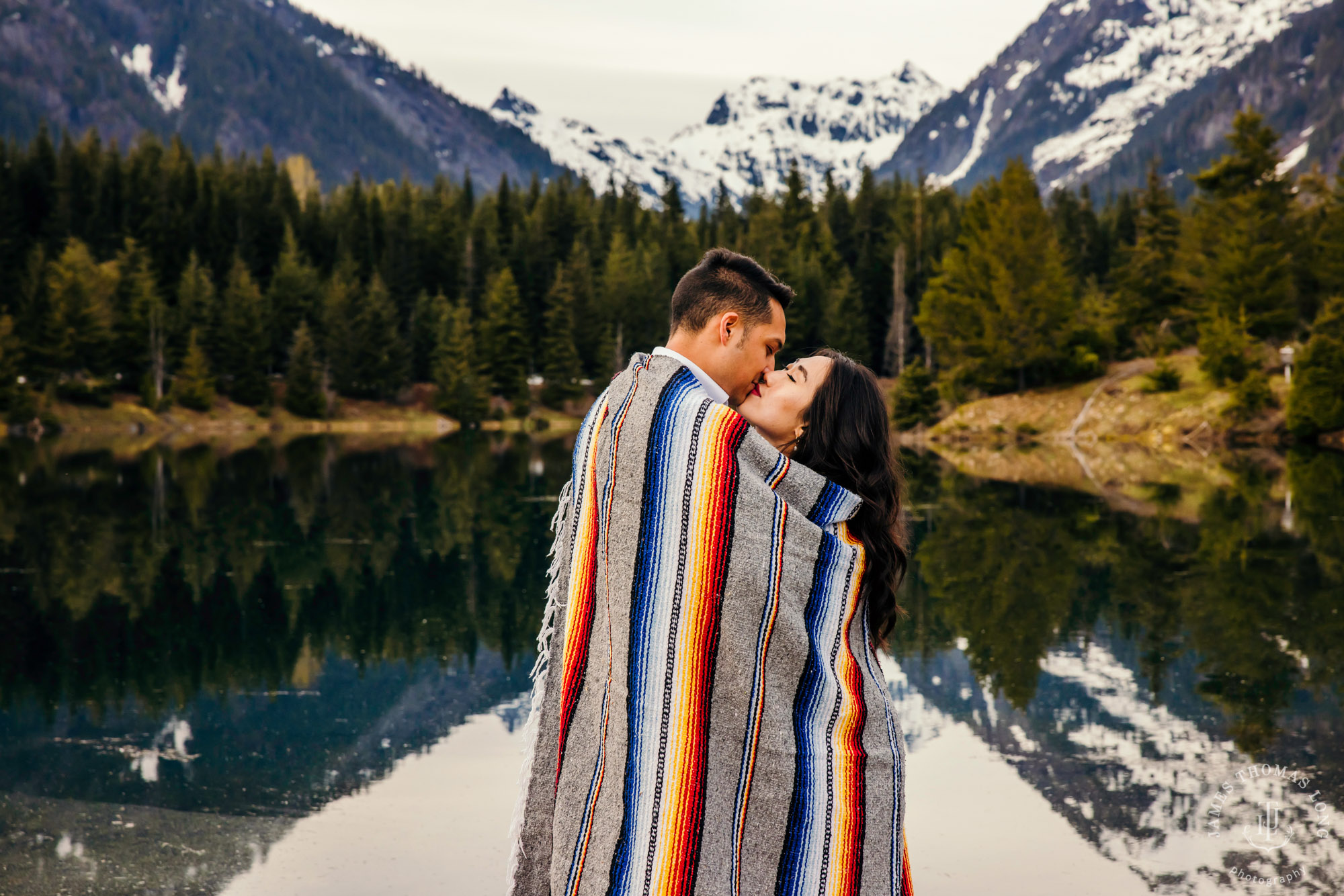 Adventure engagement session at Snoqualmie Pass by adventure wedding photographer James Thomas Long Photography