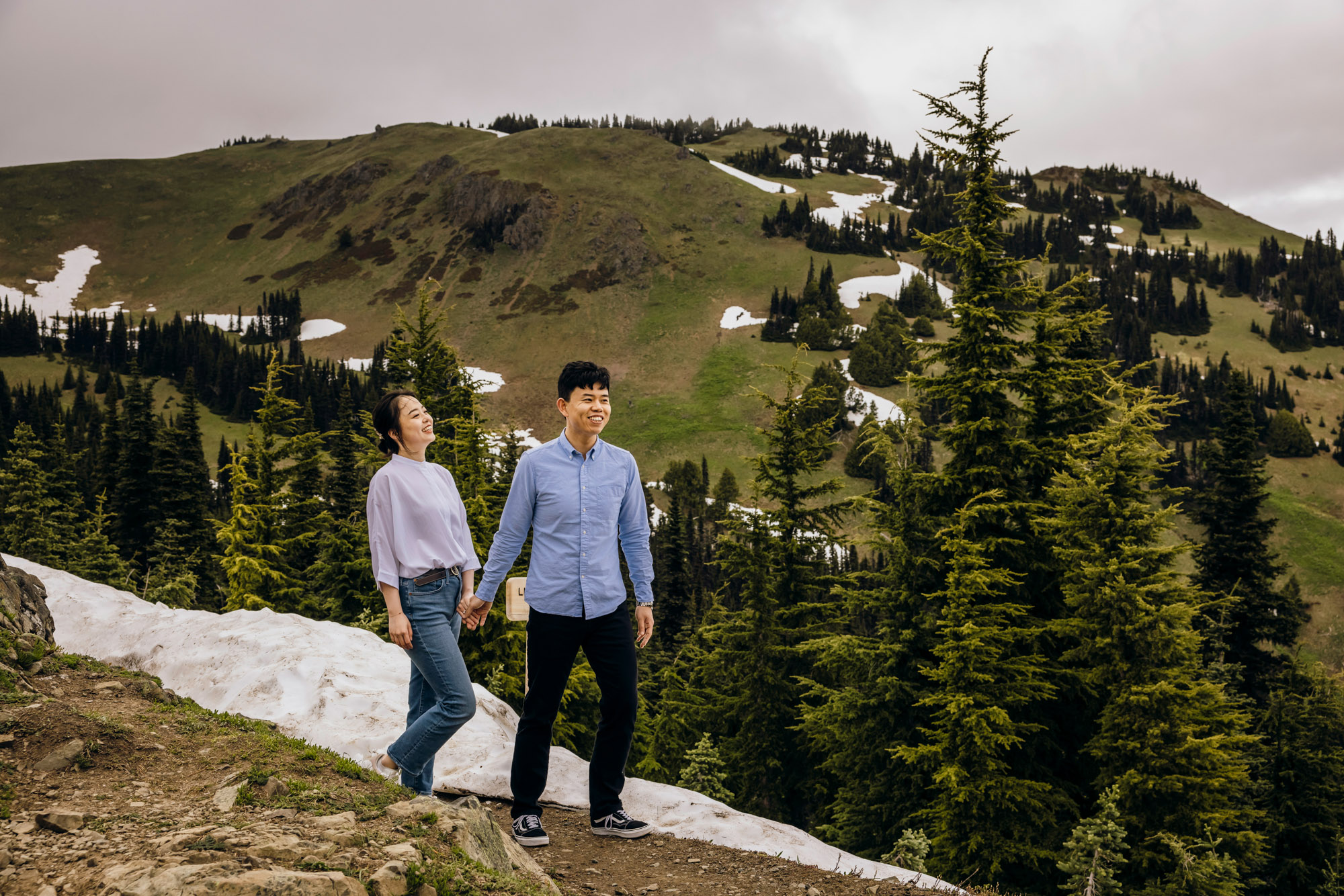 Pacific Northwest mountain engagement session by Seattle adventure elopement photographer James Thomas Long Photography