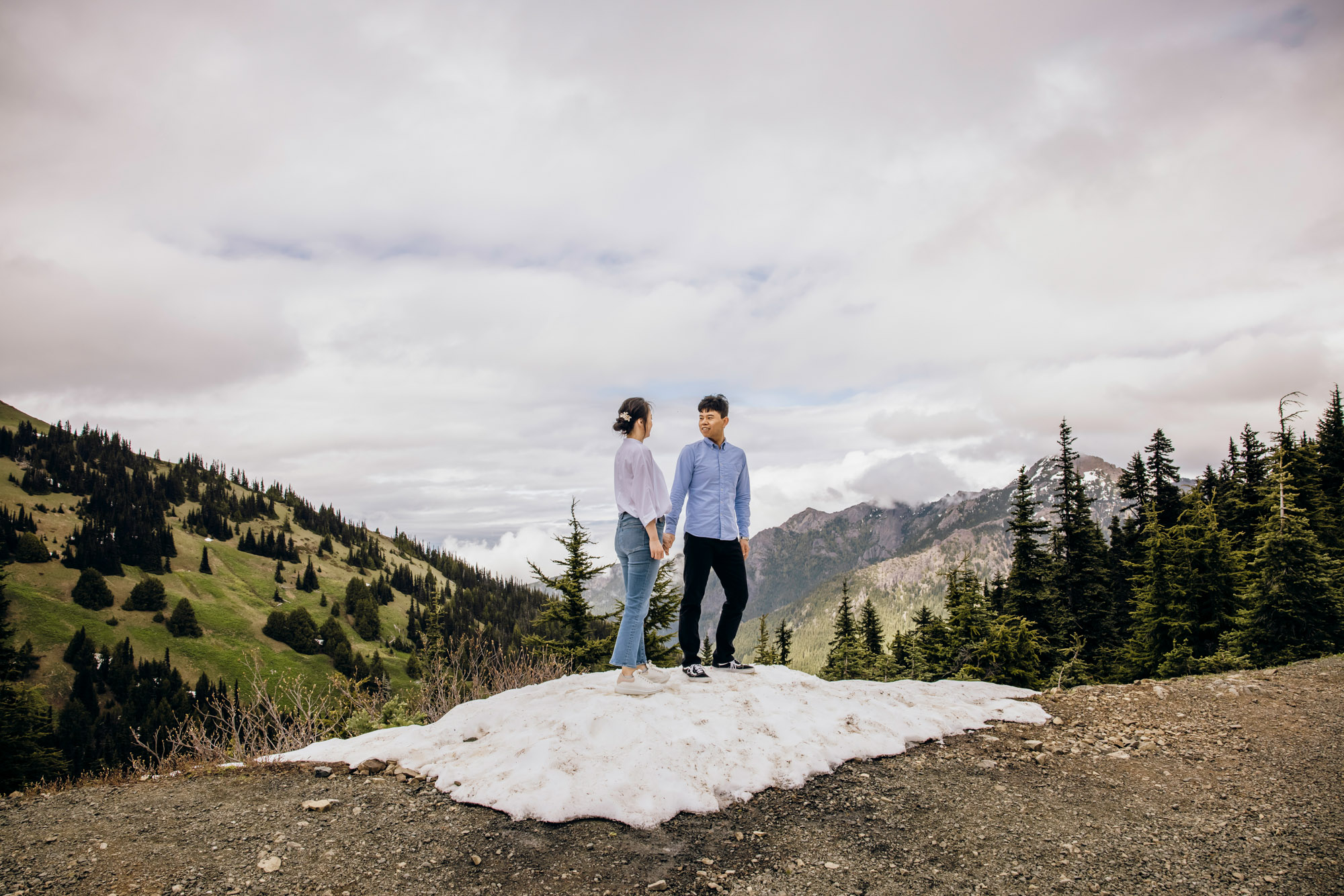 Pacific Northwest mountain engagement session by Seattle adventure elopement photographer James Thomas Long Photography