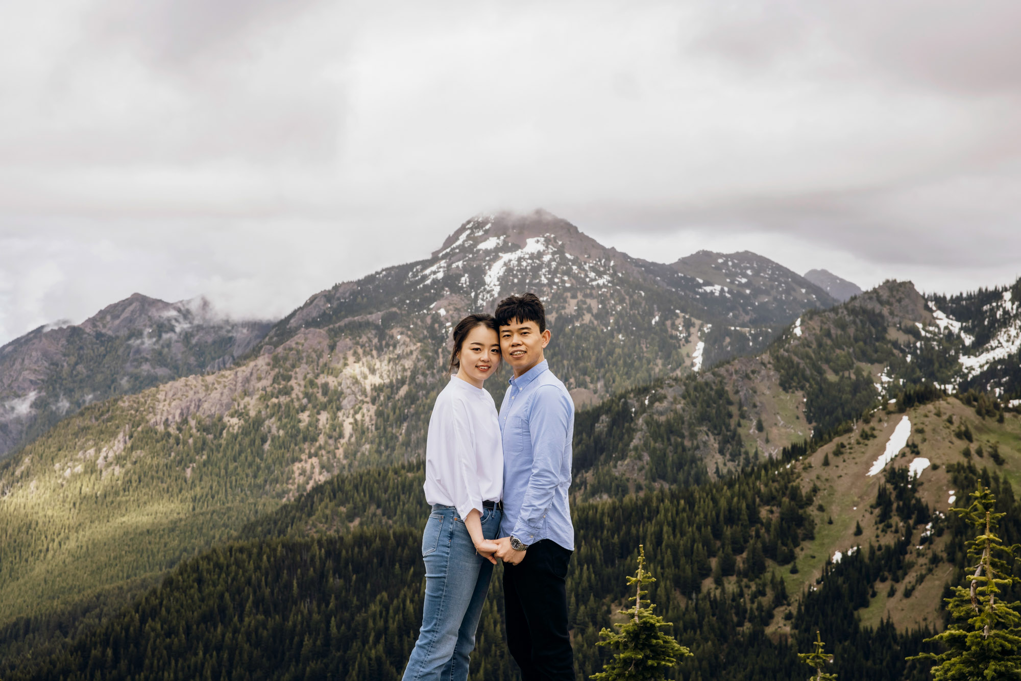 Pacific Northwest mountain engagement session by Seattle adventure elopement photographer James Thomas Long Photography