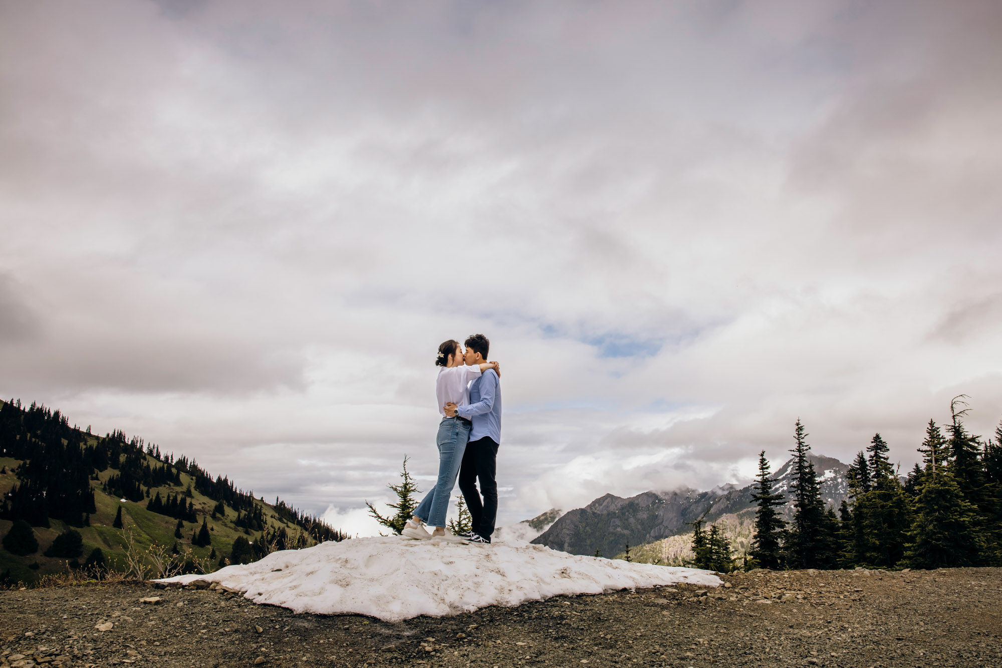 Pacific Northwest mountain engagement session by Seattle adventure elopement photographer James Thomas Long Photography