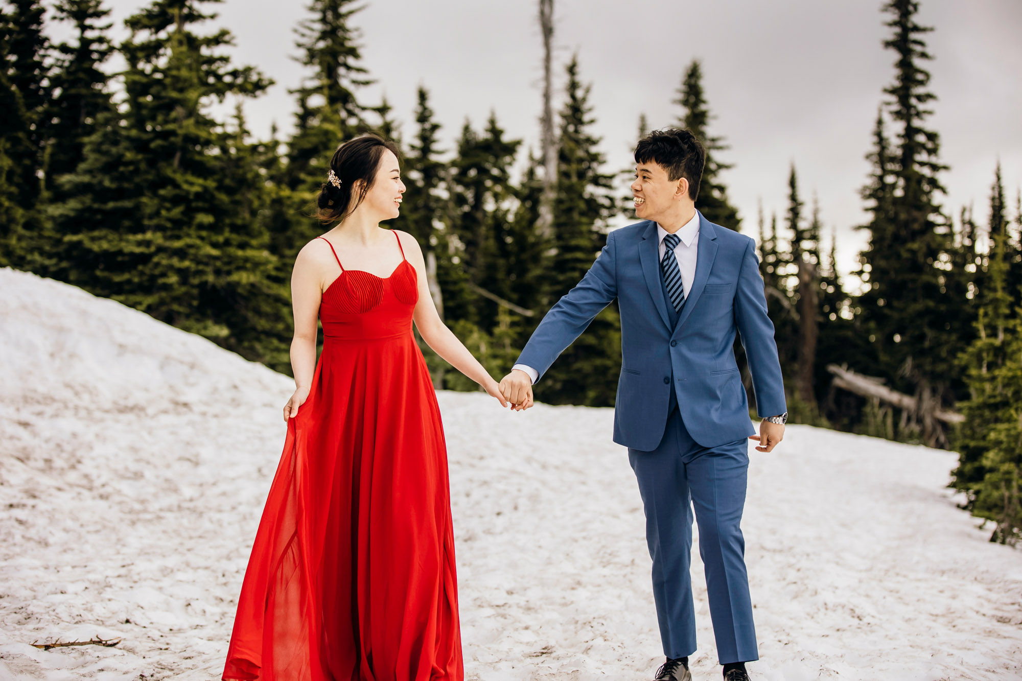 Pacific Northwest mountain engagement session by Seattle adventure elopement photographer James Thomas Long Photography