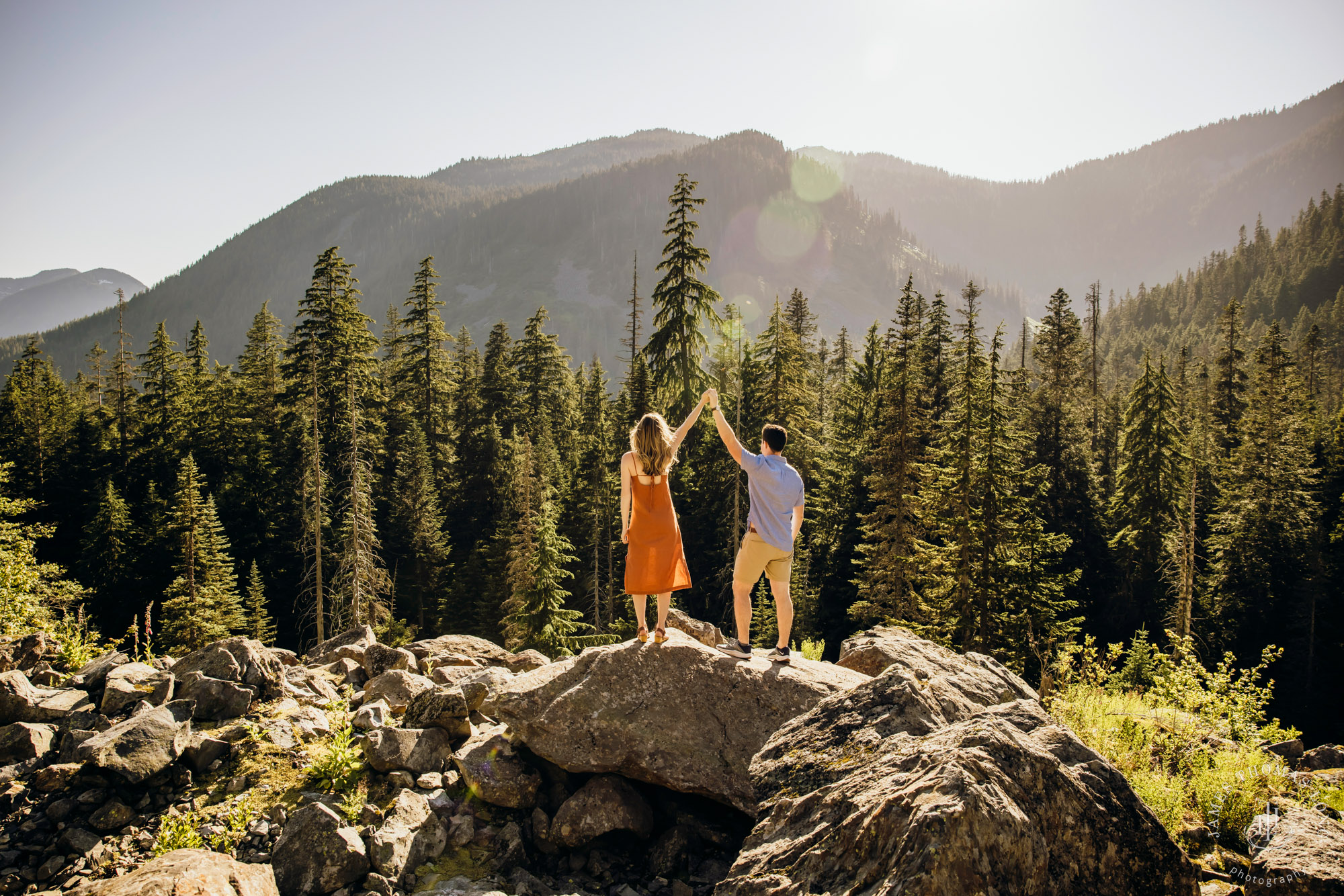 Adventure engagement in the Cascades by Snoqualmie adventure elopement photographer James Thomas Long Photography