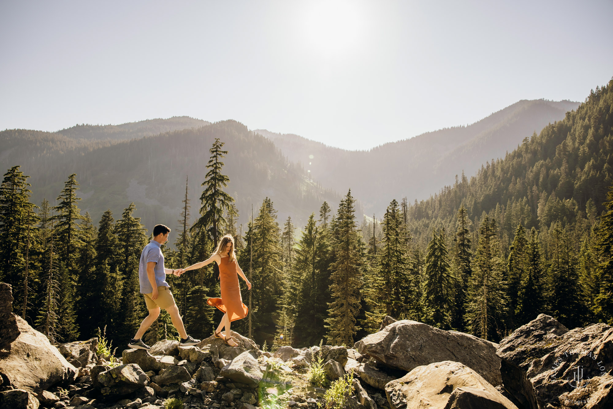 Adventure engagement in the Cascades by Snoqualmie adventure elopement photographer James Thomas Long Photography