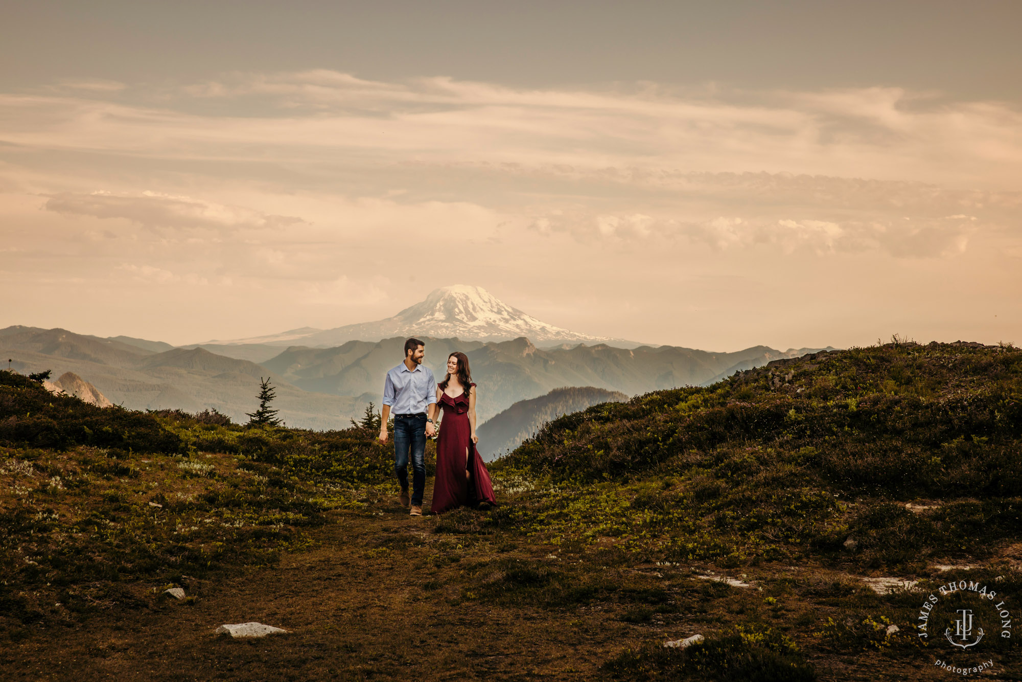 Mount Rainier adventure engagement session by adventure wedding and elopement photographer James Thomas Long Photography