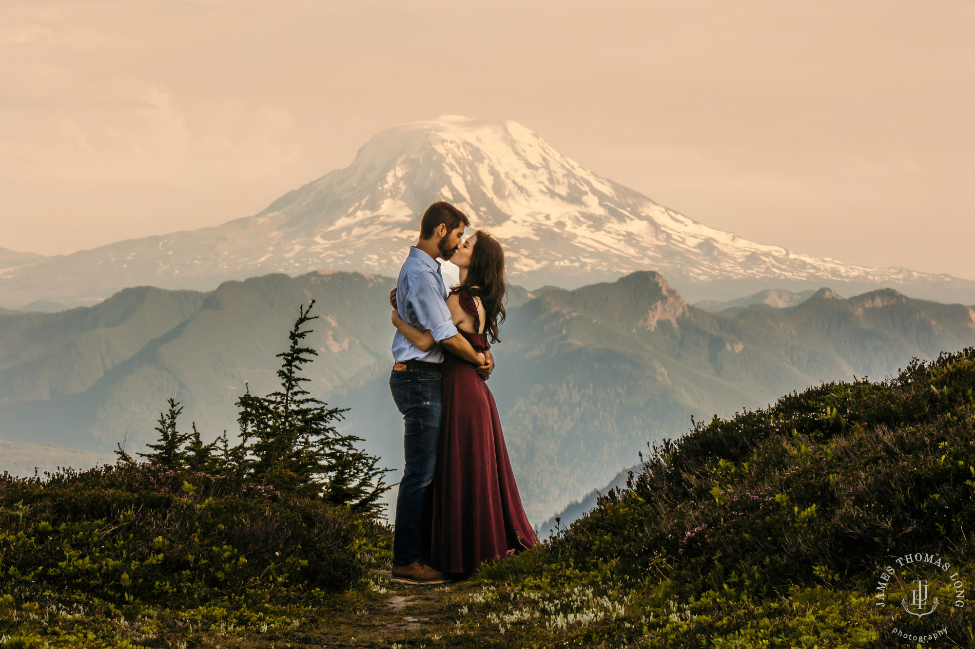 Mount Rainier adventure engagement session by adventure wedding and elopement photographer James Thomas Long Photography