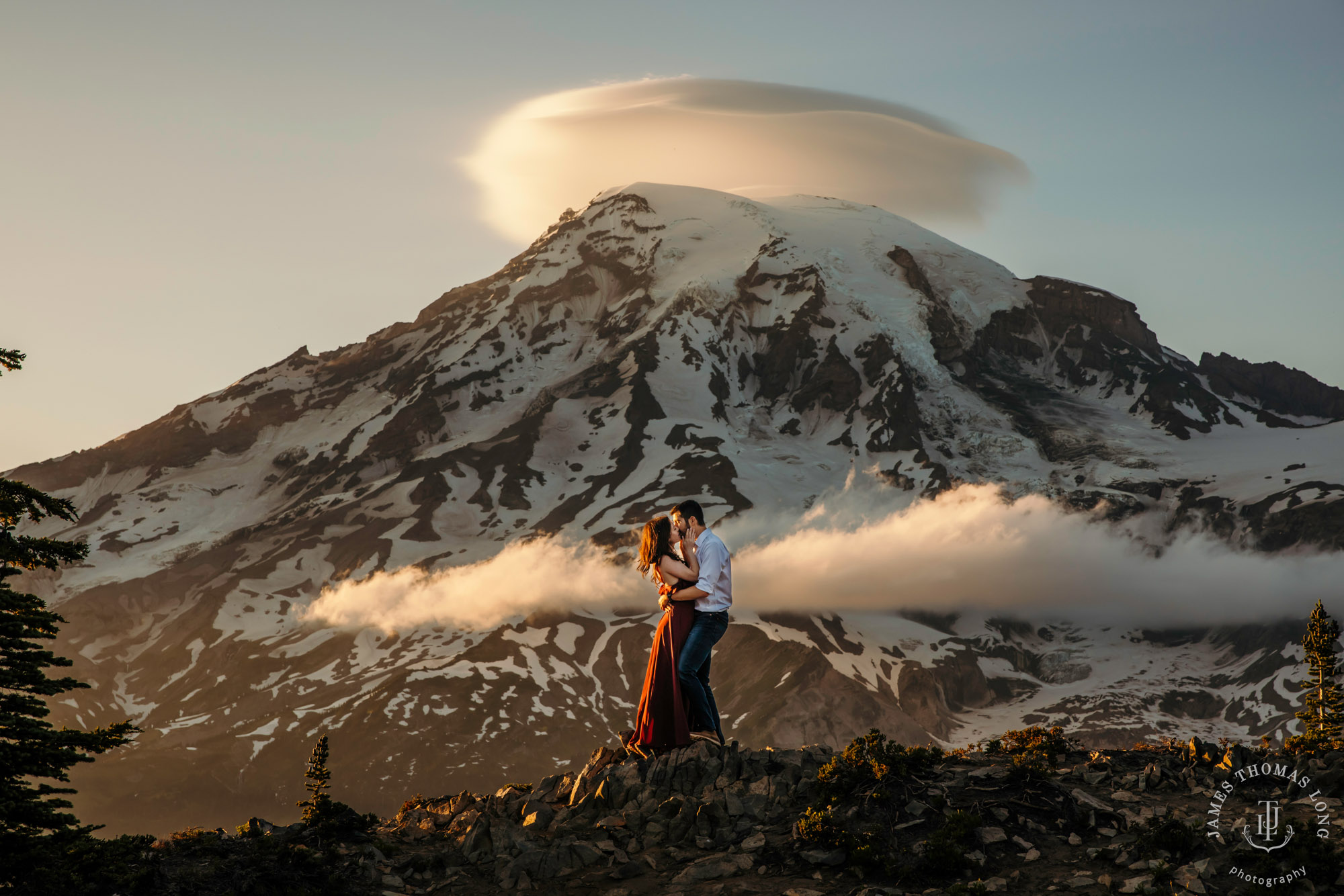 Mount Rainier adventure engagement session by adventure wedding and elopement photographer James Thomas Long Photography