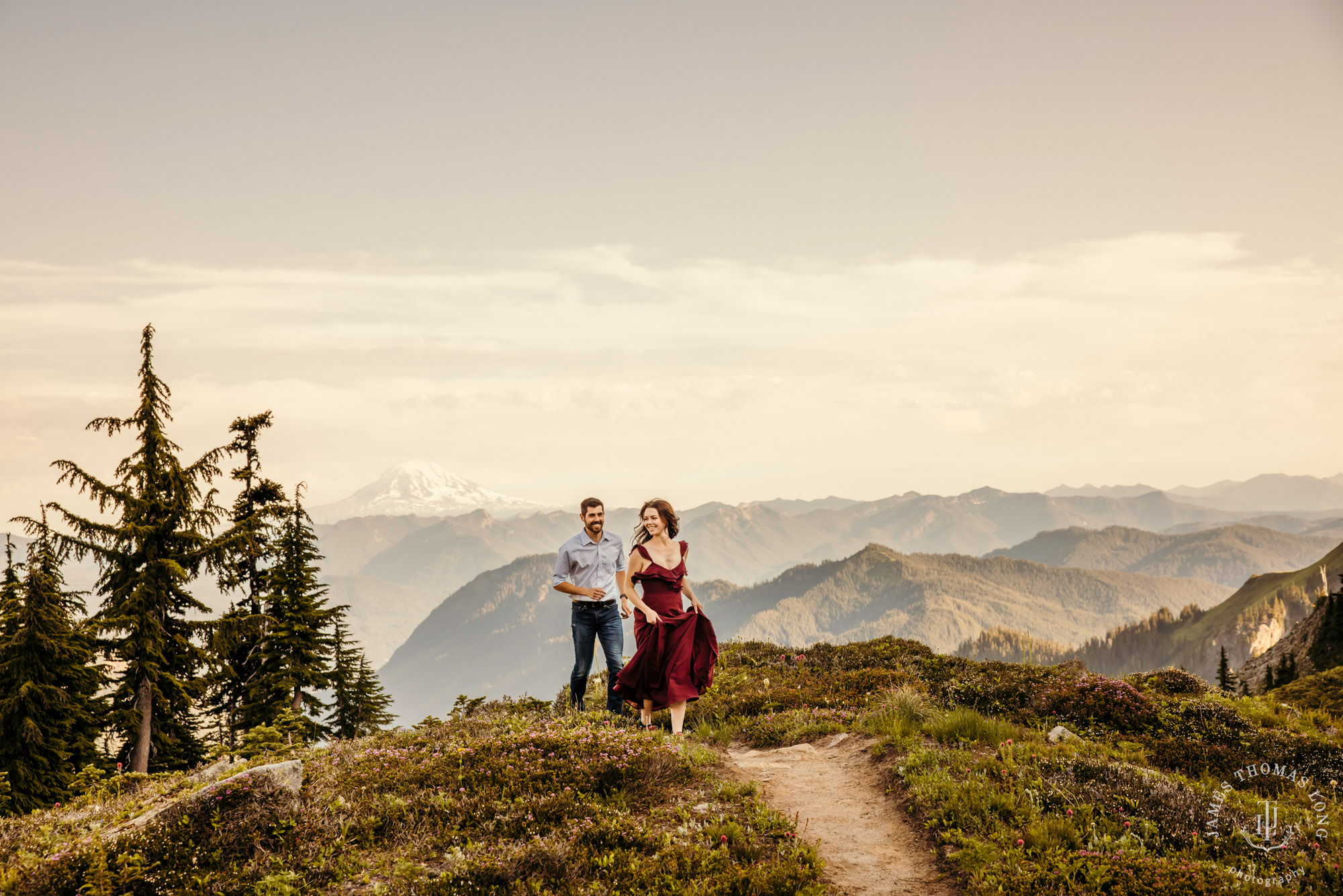 Mount Rainier adventure engagement session by adventure wedding and elopement photographer James Thomas Long Photography