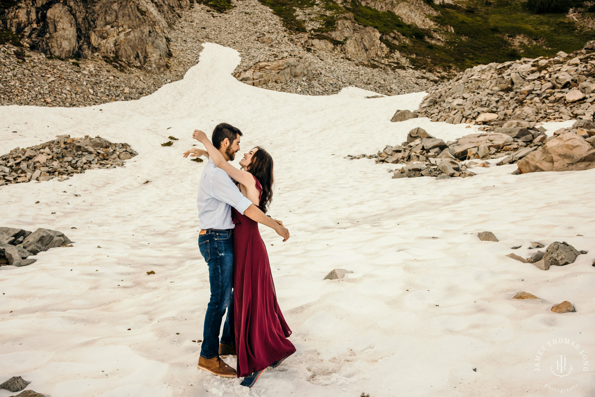 Mount Rainier adventure engagement session by adventure wedding and elopement photographer James Thomas Long Photography