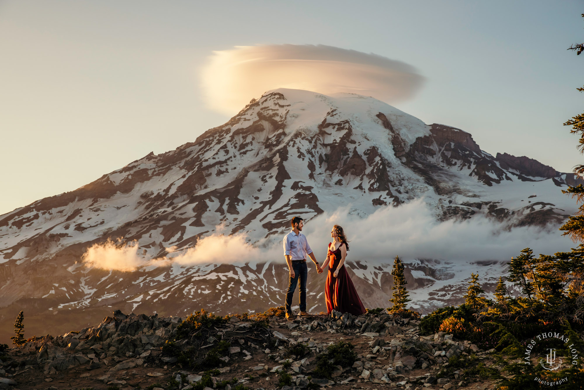 Mount Rainier adventure engagement session by adventure wedding and elopement photographer James Thomas Long Photography