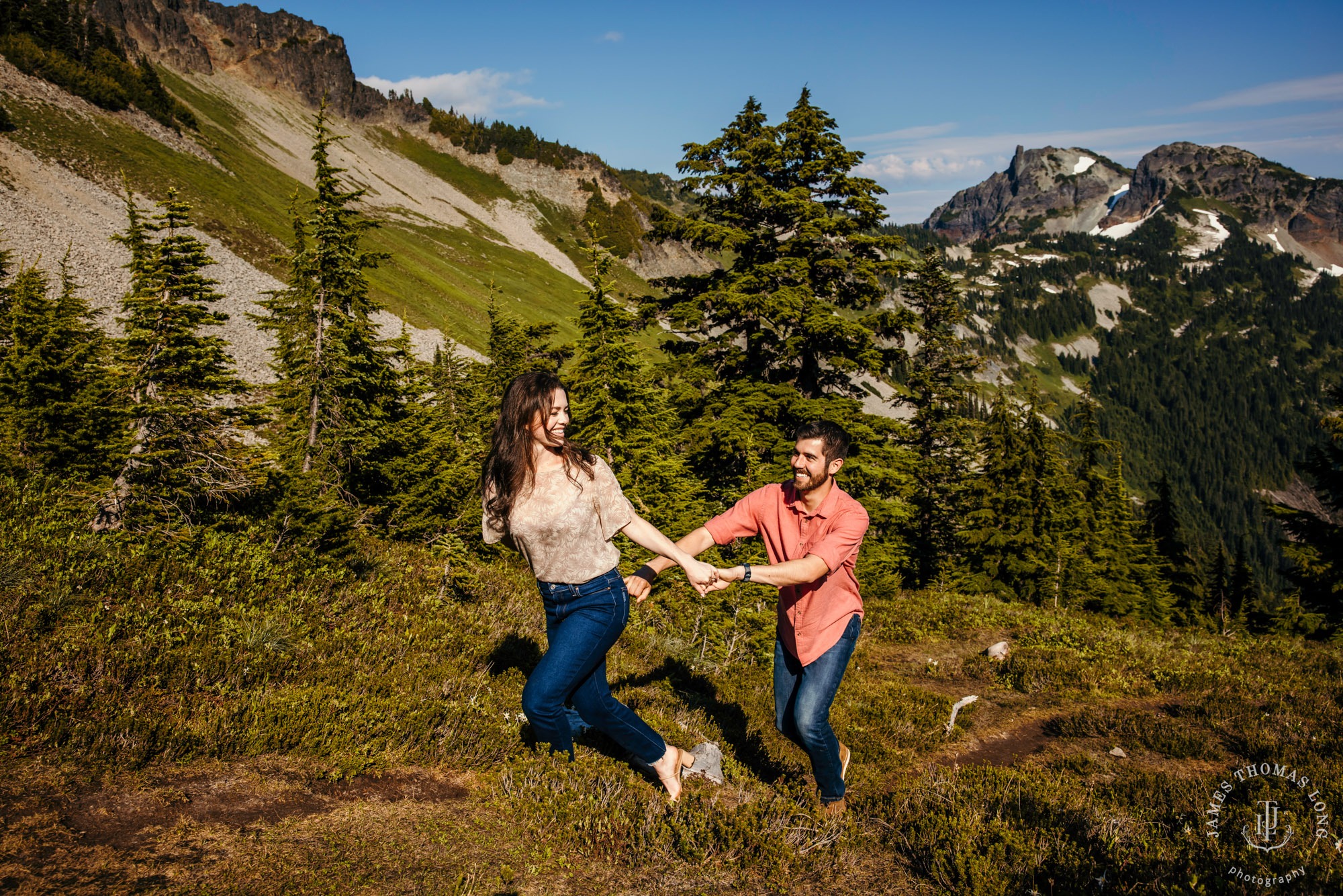 Mount Rainier adventure engagement session by adventure wedding and elopement photographer James Thomas Long Photography