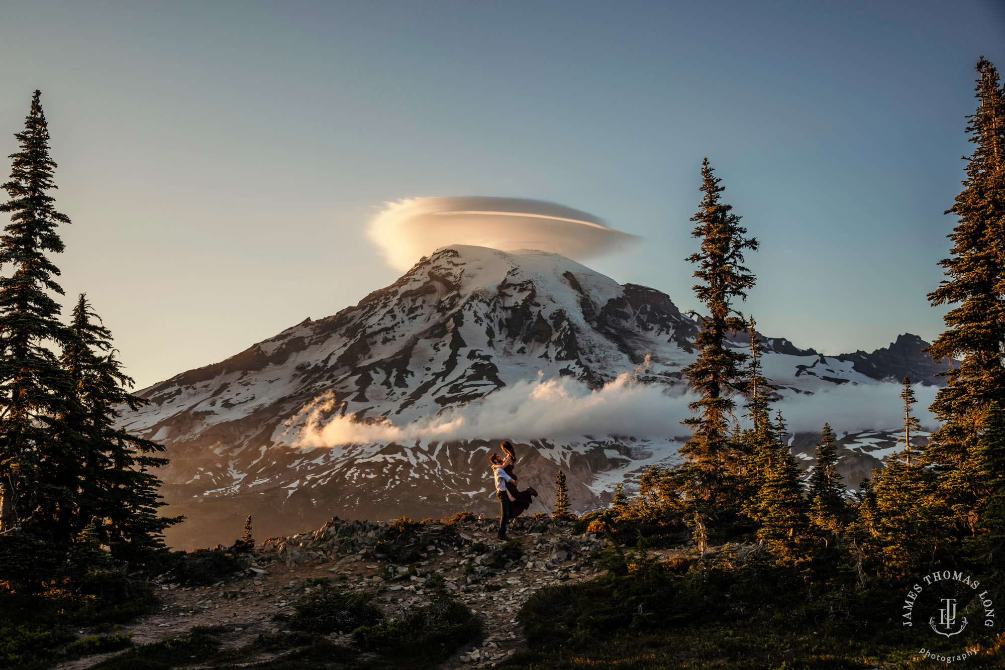 Mount Rainier adventure engagement session by adventure wedding and elopement photographer James Thomas Long Photography