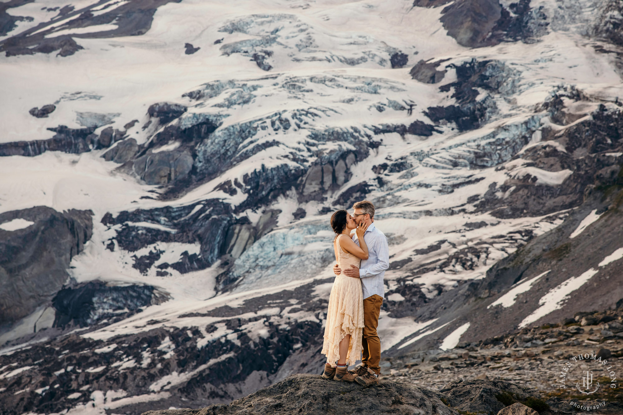 Mount Rainier adventure engagement by adventure wedding and elopement photographer James Thomas Long Photography
