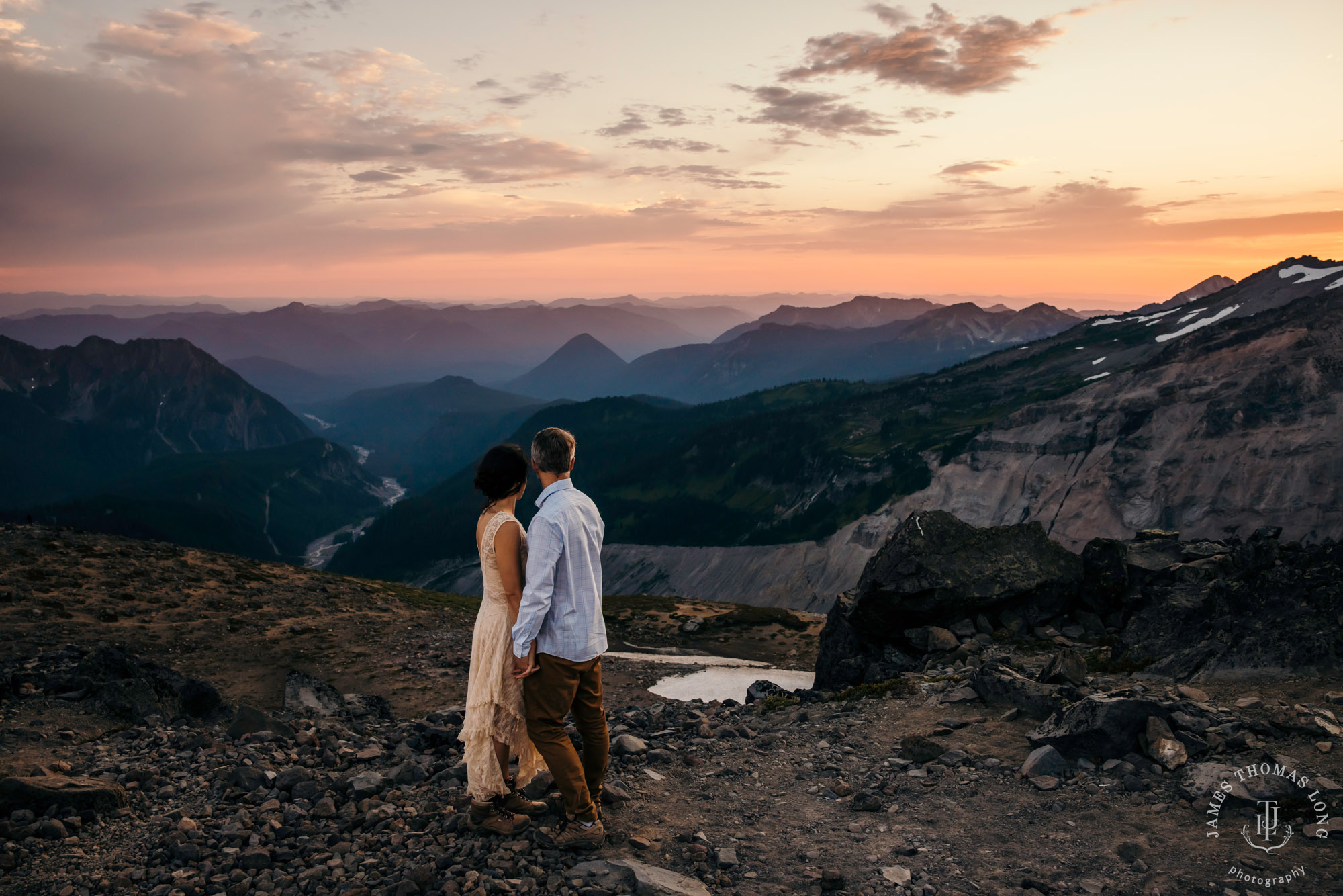 Mount Rainier adventure engagement by adventure wedding and elopement photographer James Thomas Long Photography