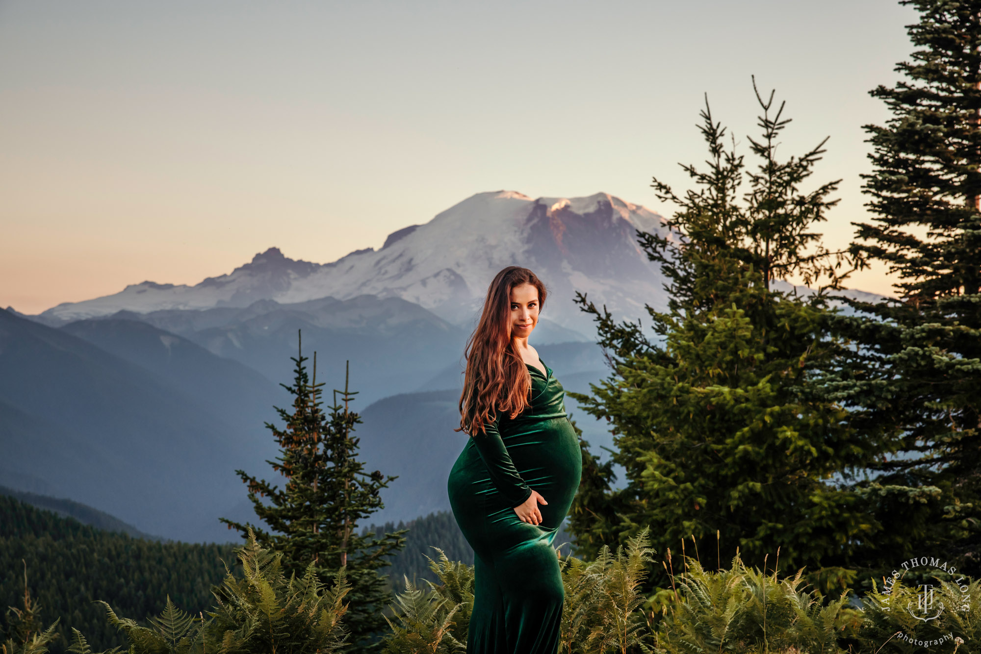 Mount Rainier maternity photography session by Seattle maternity and family photographer James Thomas Long Photography