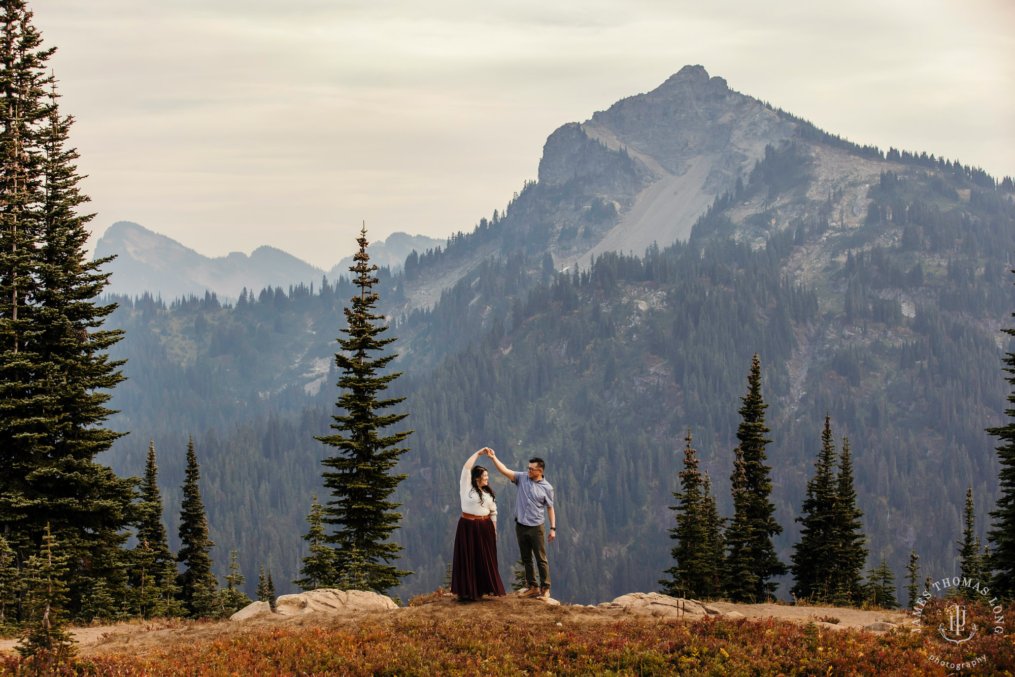 Mount Rainier adventure engagement by adventure wedding and elopement photographer James Thomas Long Photography