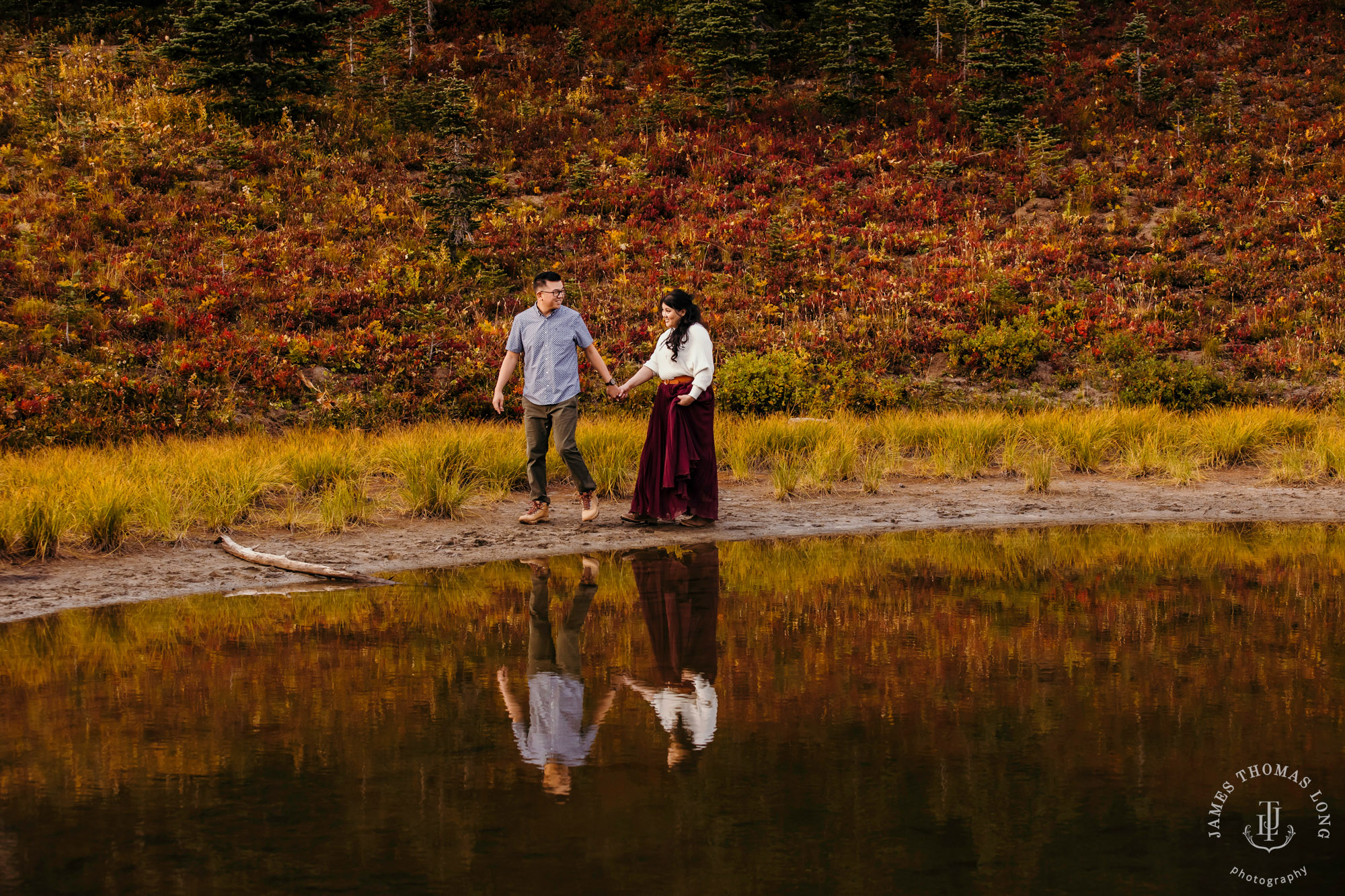 Mount Rainier adventure engagement by adventure wedding and elopement photographer James Thomas Long Photography