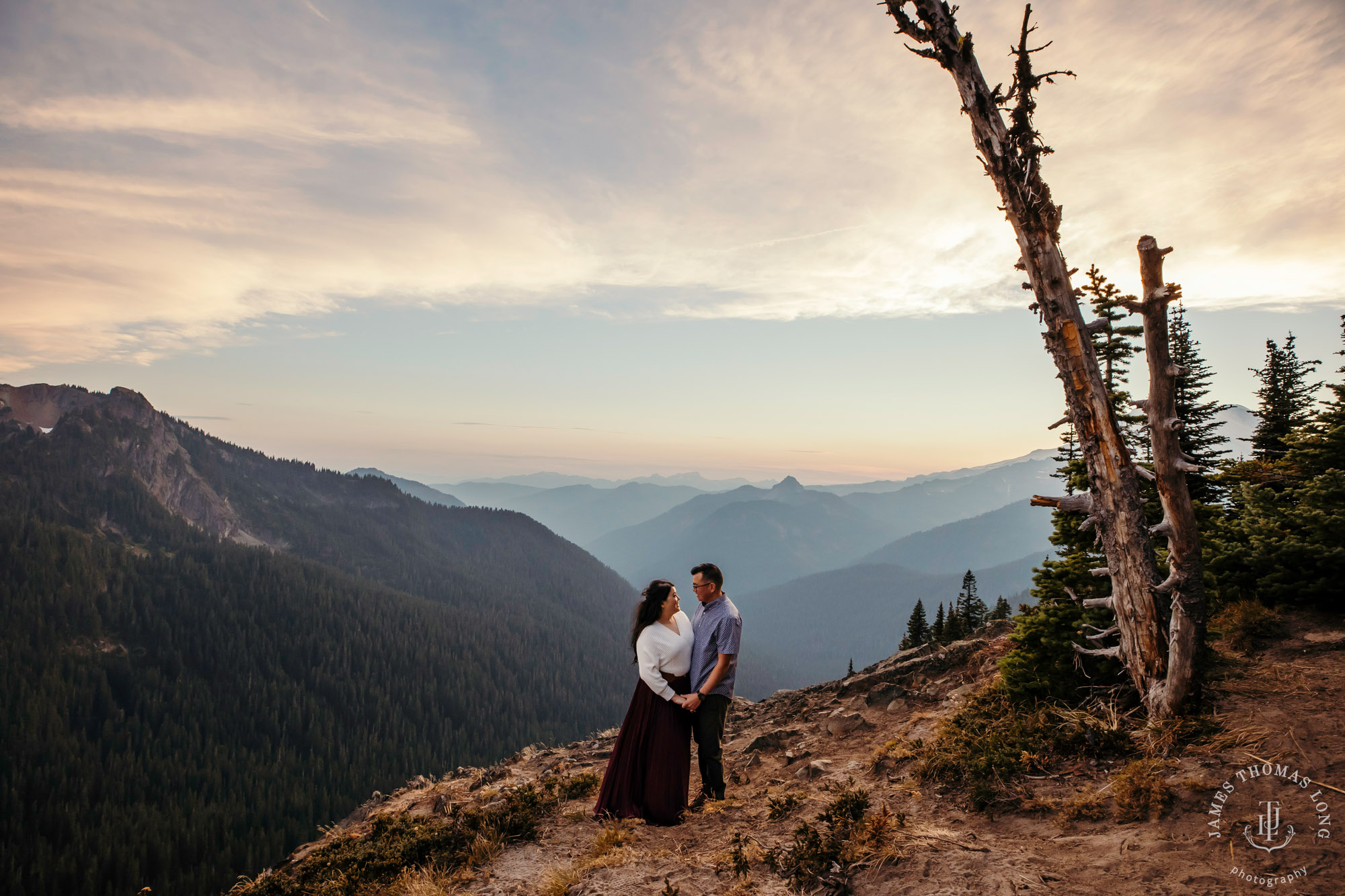 Mount Rainier adventure engagement by adventure wedding and elopement photographer James Thomas Long Photography