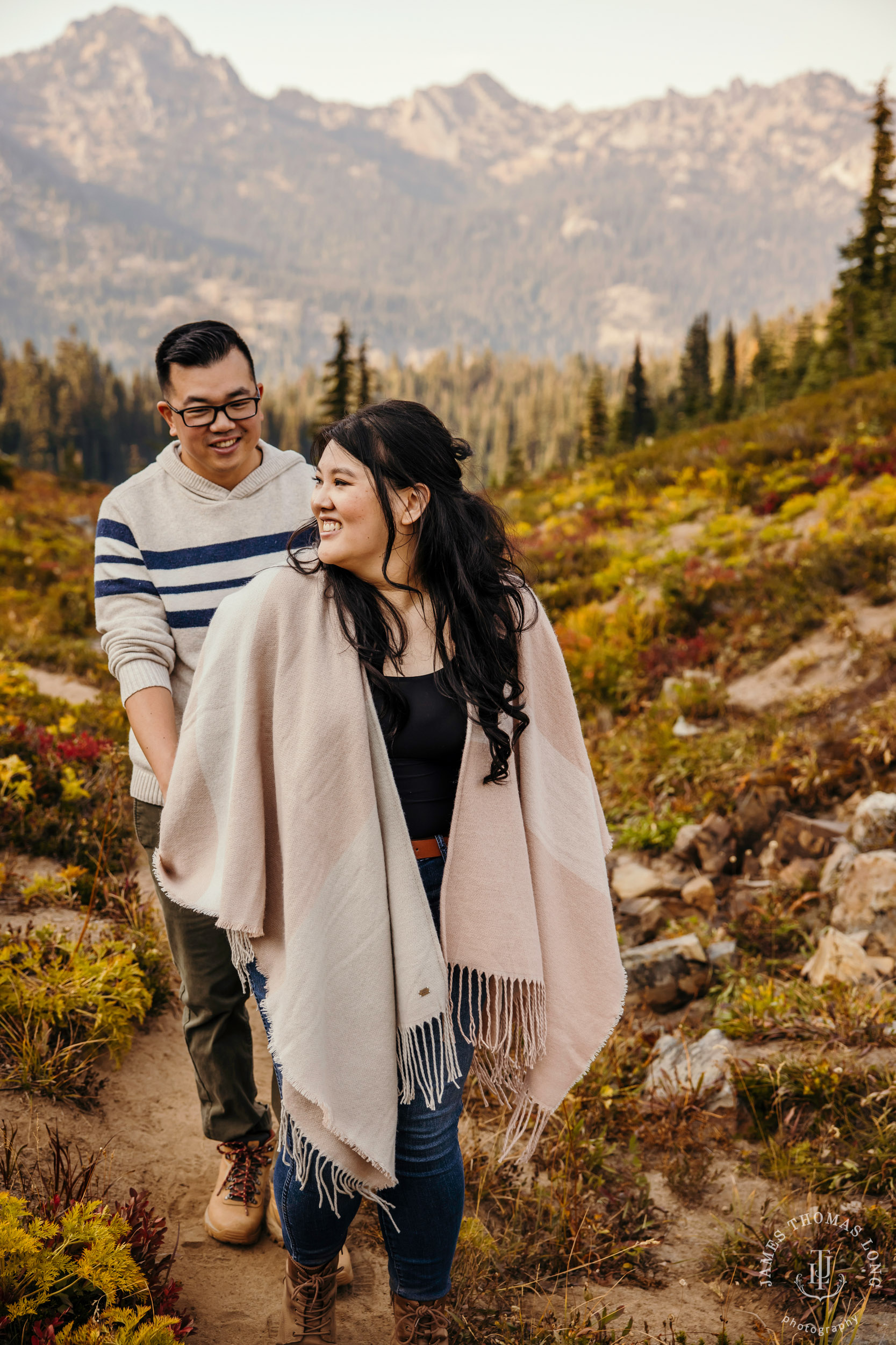 Mount Rainier adventure engagement by adventure wedding and elopement photographer James Thomas Long Photography