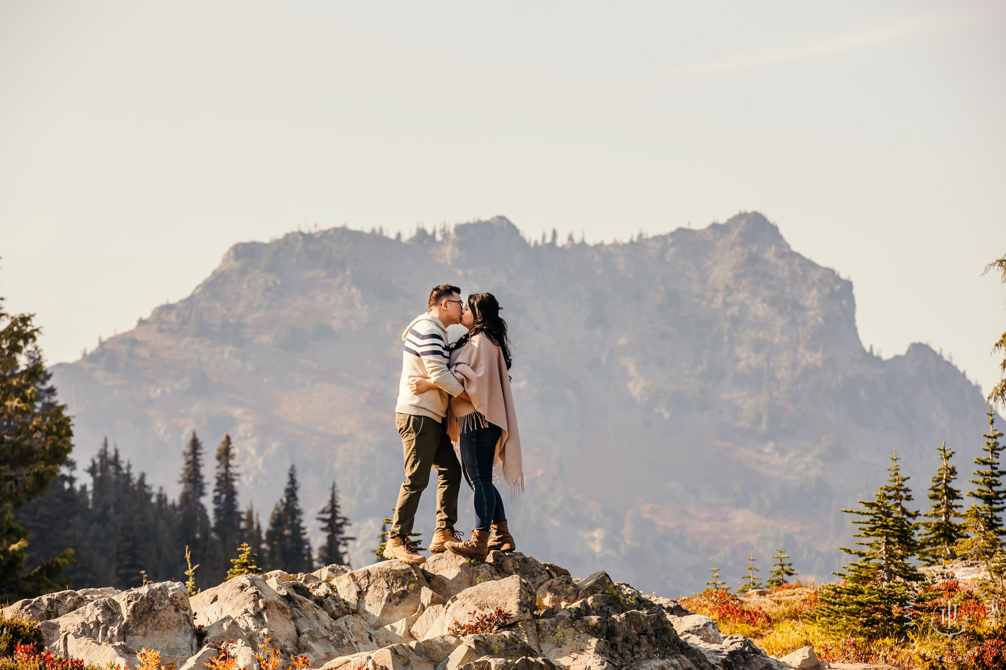 Mount Rainier adventure engagement by adventure wedding and elopement photographer James Thomas Long Photography