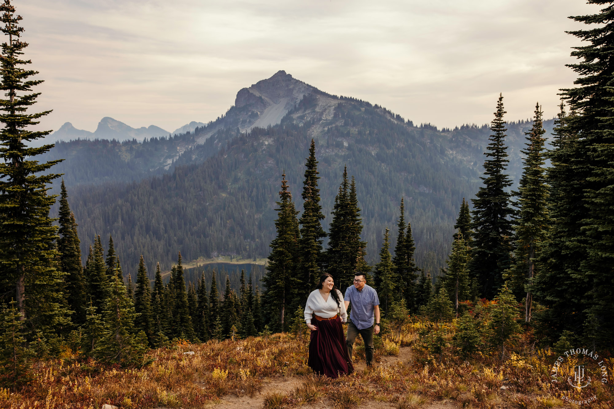 Mount Rainier adventure engagement by adventure wedding and elopement photographer James Thomas Long Photography