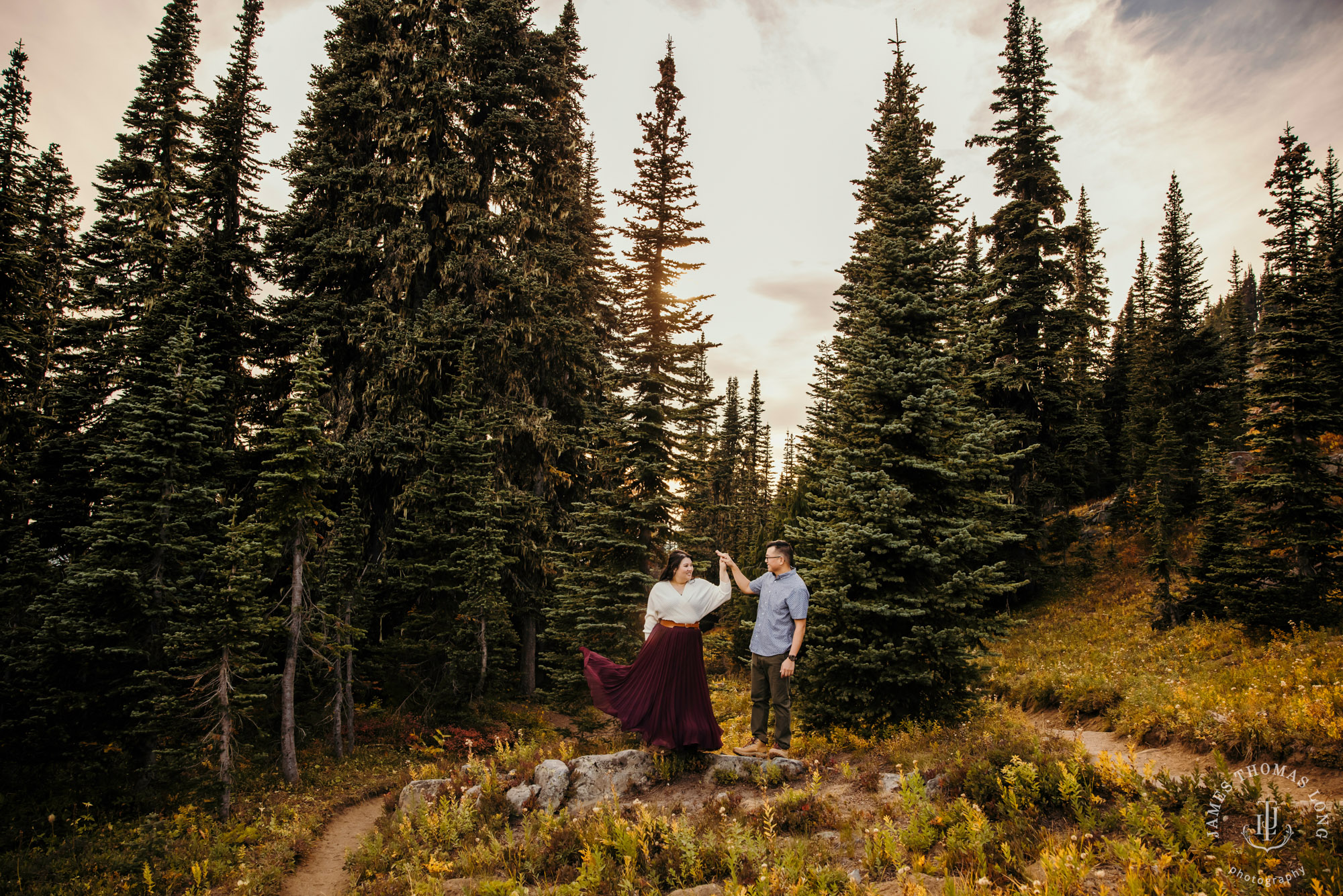 Mount Rainier adventure engagement by adventure wedding and elopement photographer James Thomas Long Photography