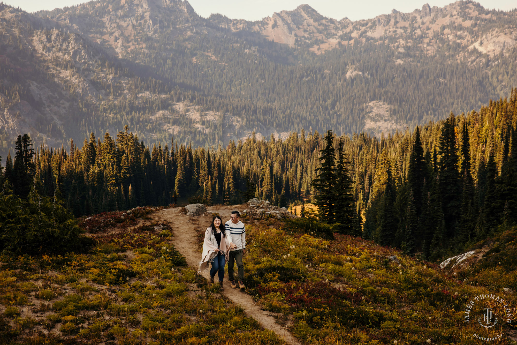 Mount Rainier adventure engagement by adventure wedding and elopement photographer James Thomas Long Photography