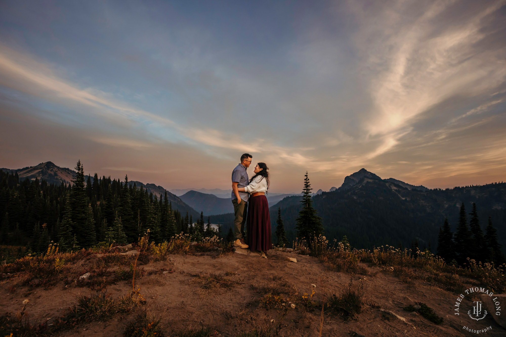 Mount Rainier adventure engagement by adventure wedding and elopement photographer James Thomas Long Photography