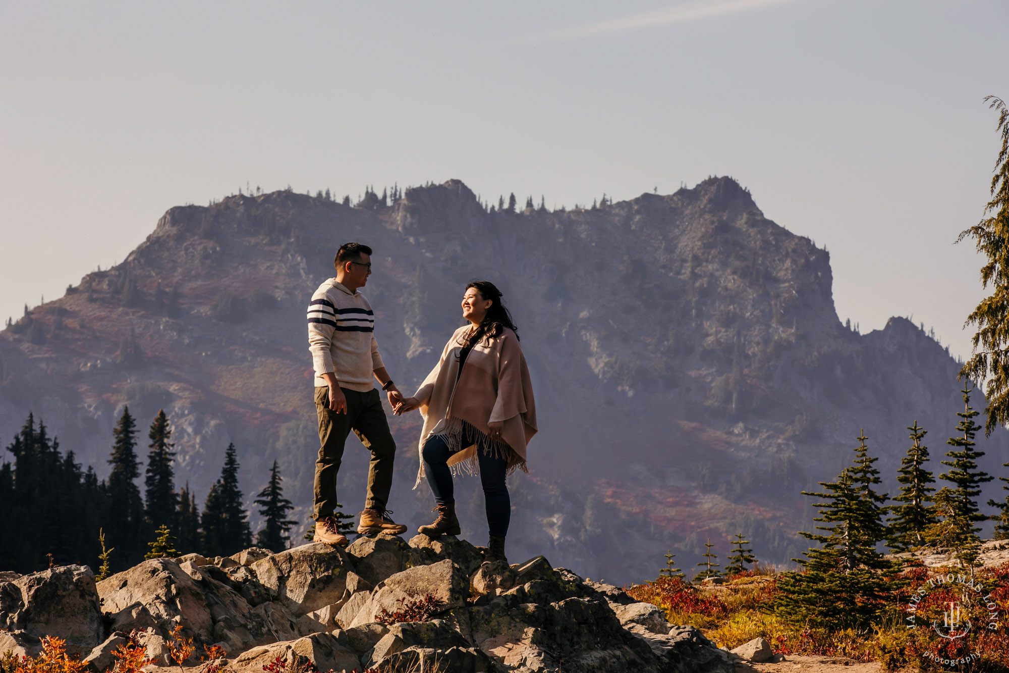 Mount Rainier adventure engagement by adventure wedding and elopement photographer James Thomas Long Photography