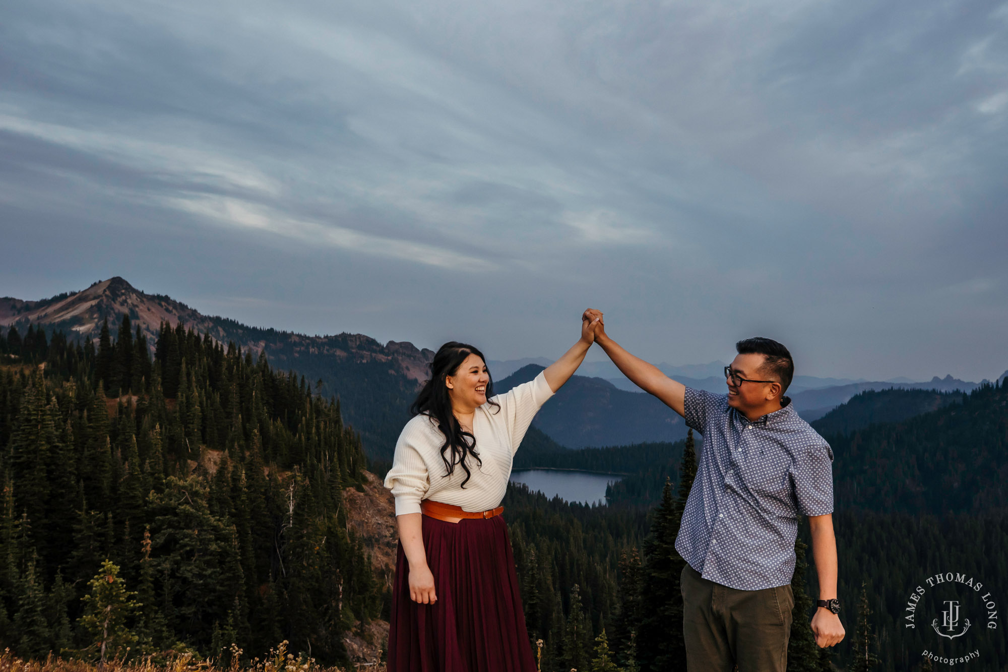 Mount Rainier adventure engagement by adventure wedding and elopement photographer James Thomas Long Photography