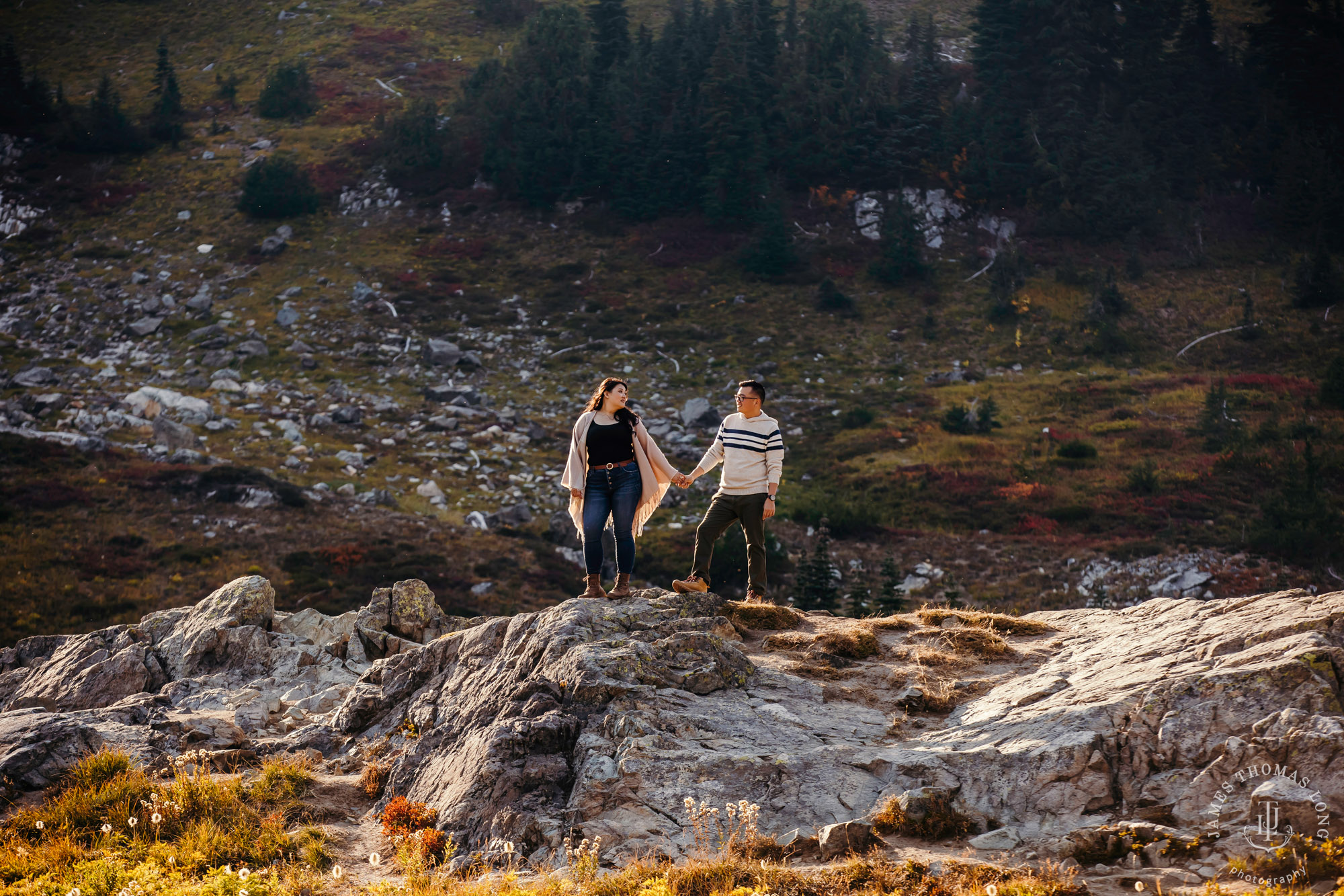 Mount Rainier adventure engagement by adventure wedding and elopement photographer James Thomas Long Photography