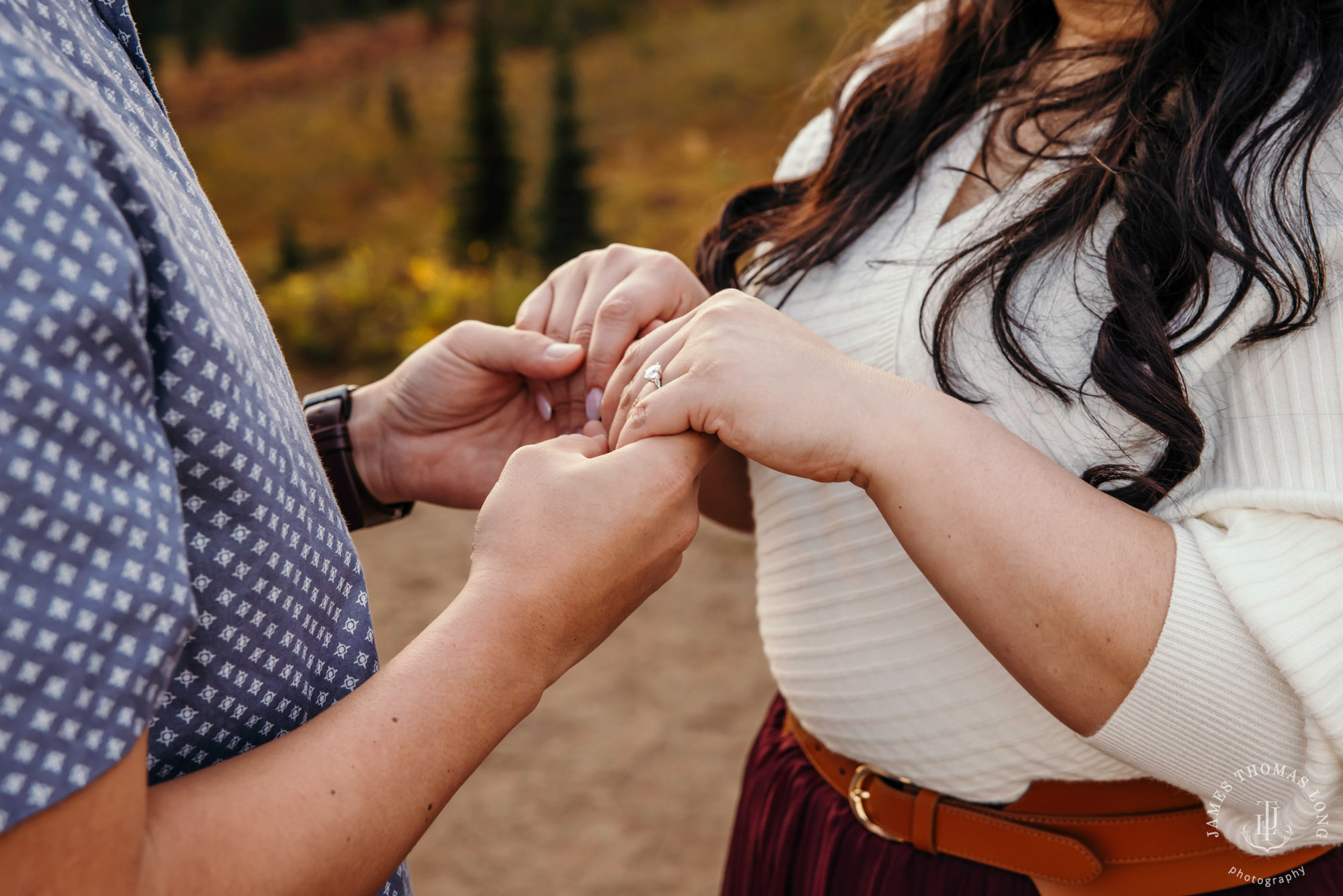 Mount Rainier adventure engagement by adventure wedding and elopement photographer James Thomas Long Photography