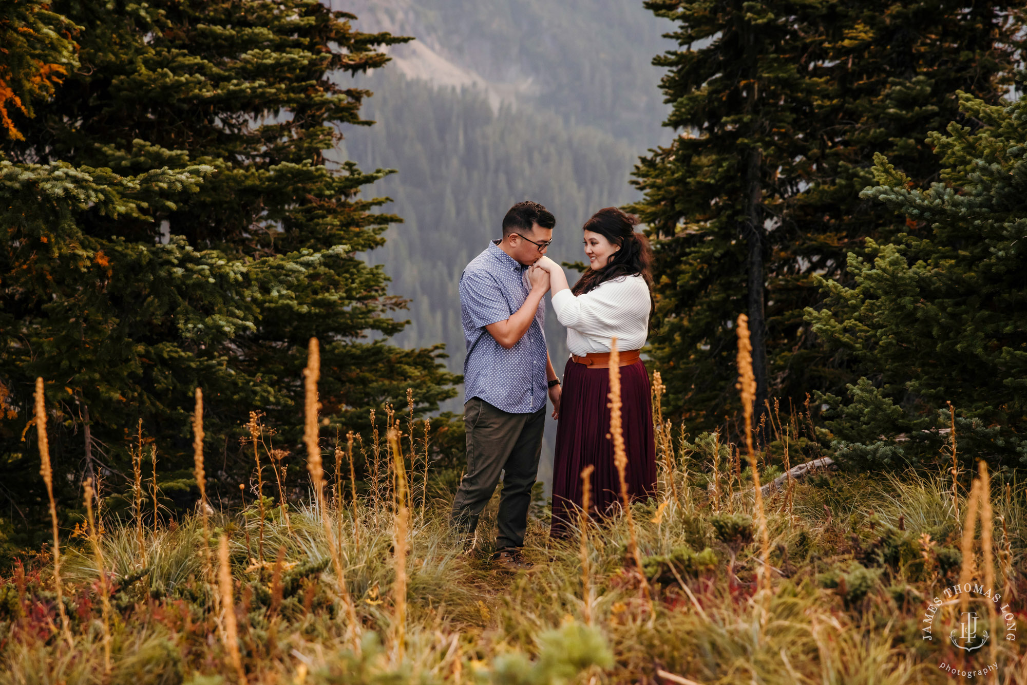 Mount Rainier adventure engagement by adventure wedding and elopement photographer James Thomas Long Photography