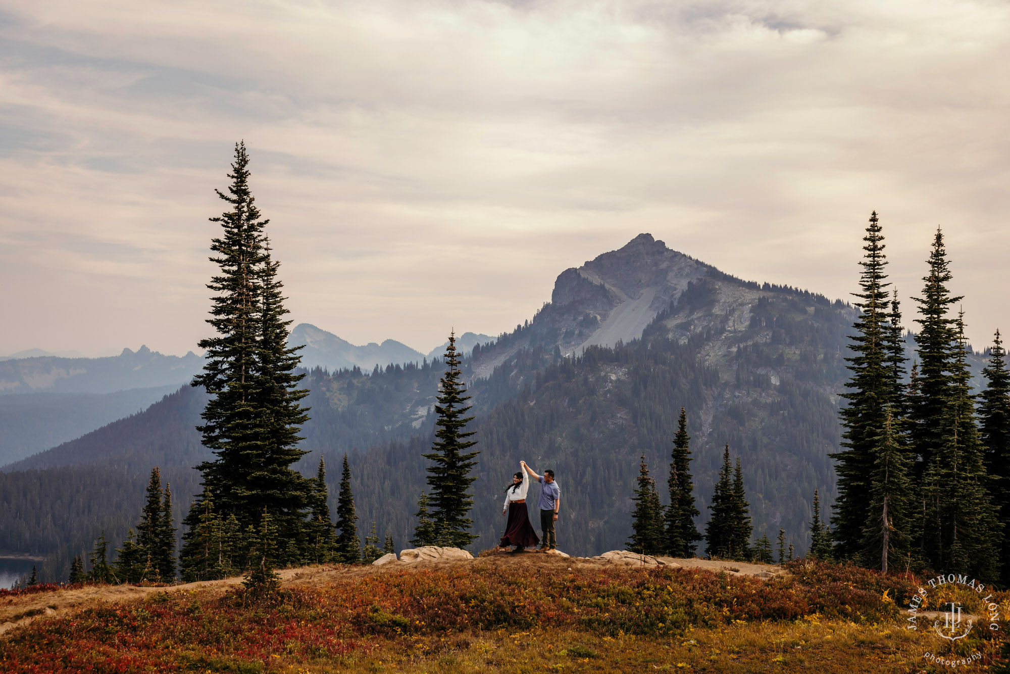 Mount Rainier adventure engagement by adventure wedding and elopement photographer James Thomas Long Photography