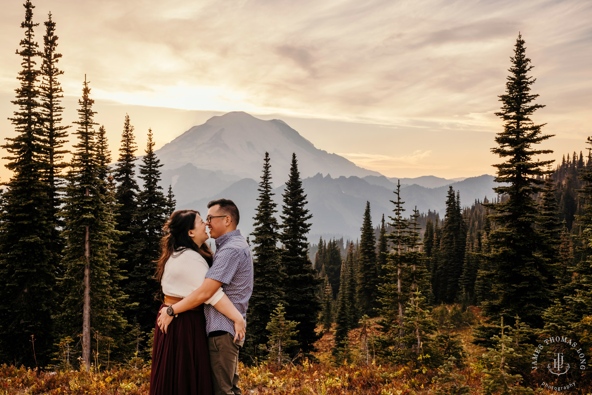 Mount Rainier adventure engagement by adventure wedding and elopement photographer James Thomas Long Photography