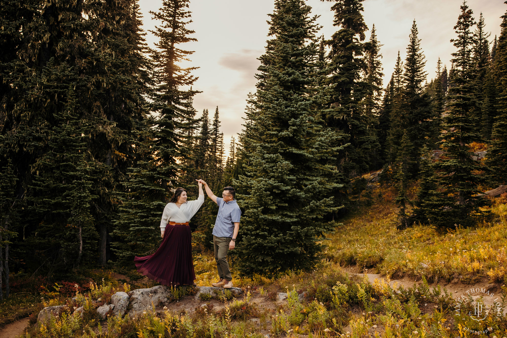 Mount Rainier adventure engagement by adventure wedding and elopement photographer James Thomas Long Photography