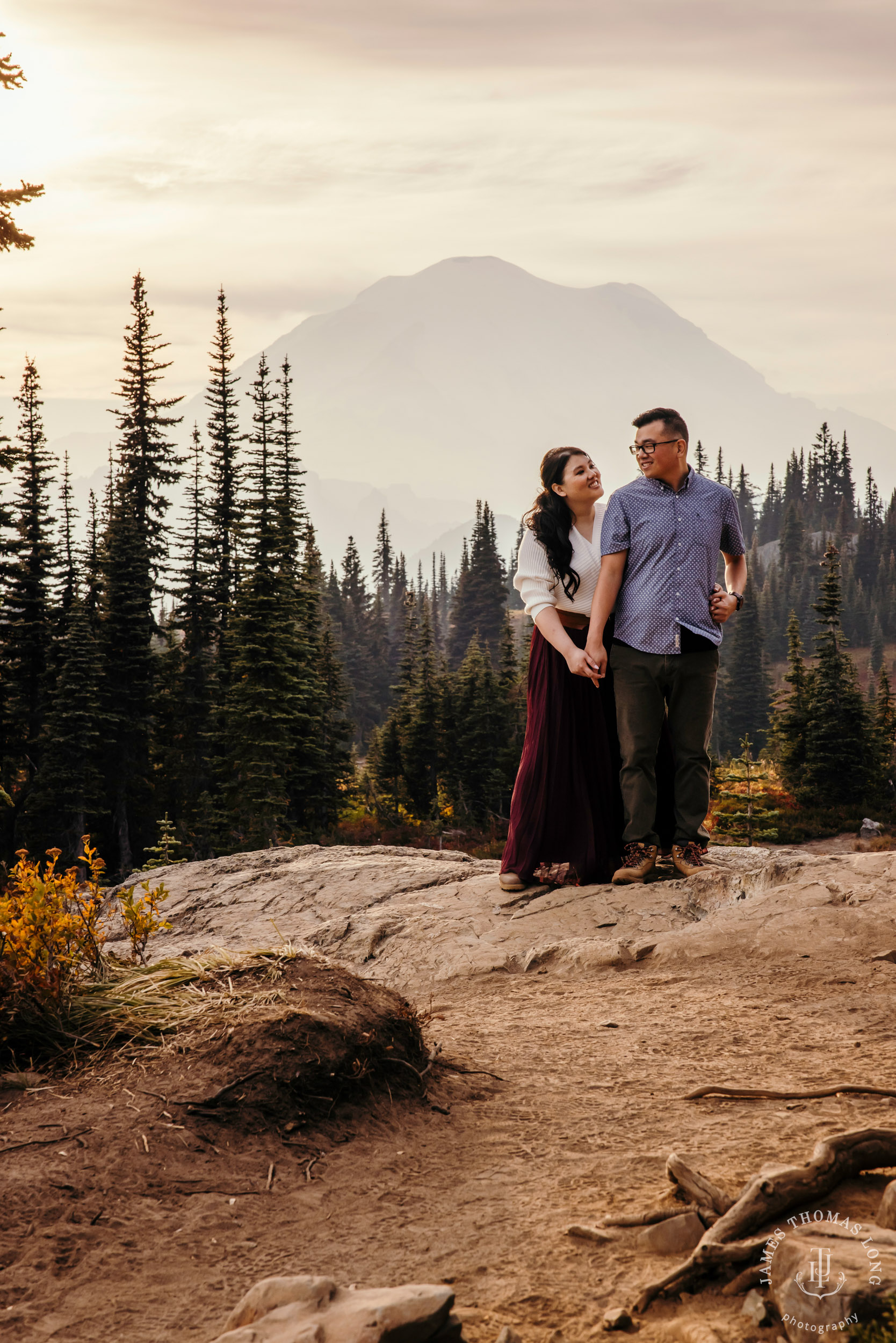 Mount Rainier adventure engagement by adventure wedding and elopement photographer James Thomas Long Photography