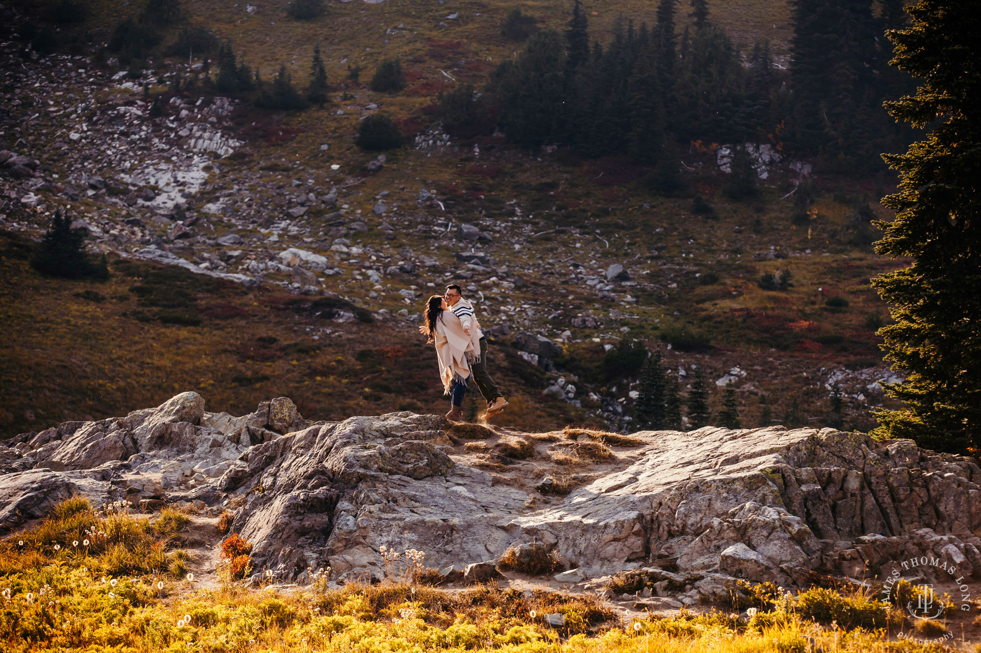 Mount Rainier adventure engagement by adventure wedding and elopement photographer James Thomas Long Photography