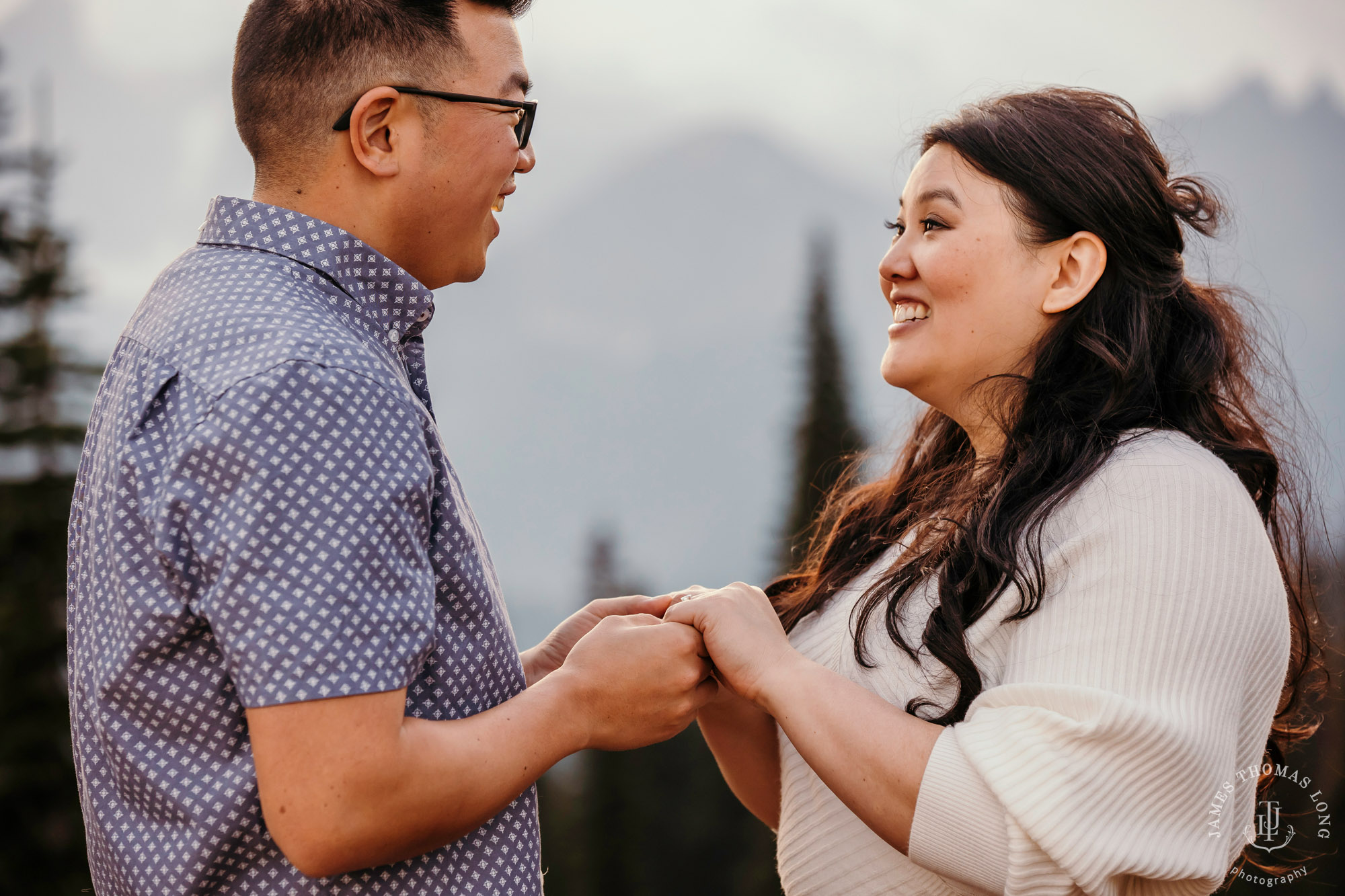 Mount Rainier adventure engagement by adventure wedding and elopement photographer James Thomas Long Photography