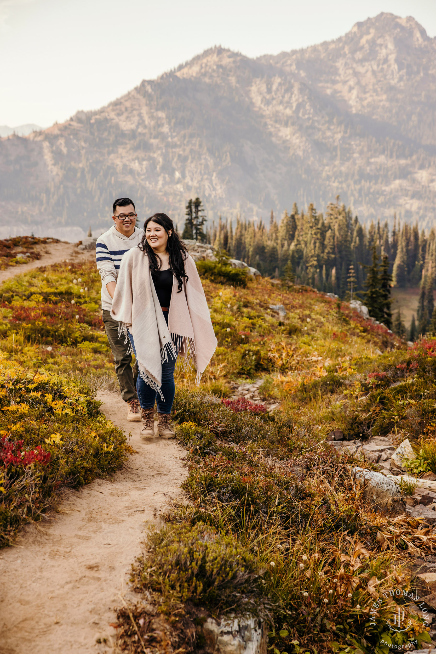 Mount Rainier adventure engagement by adventure wedding and elopement photographer James Thomas Long Photography