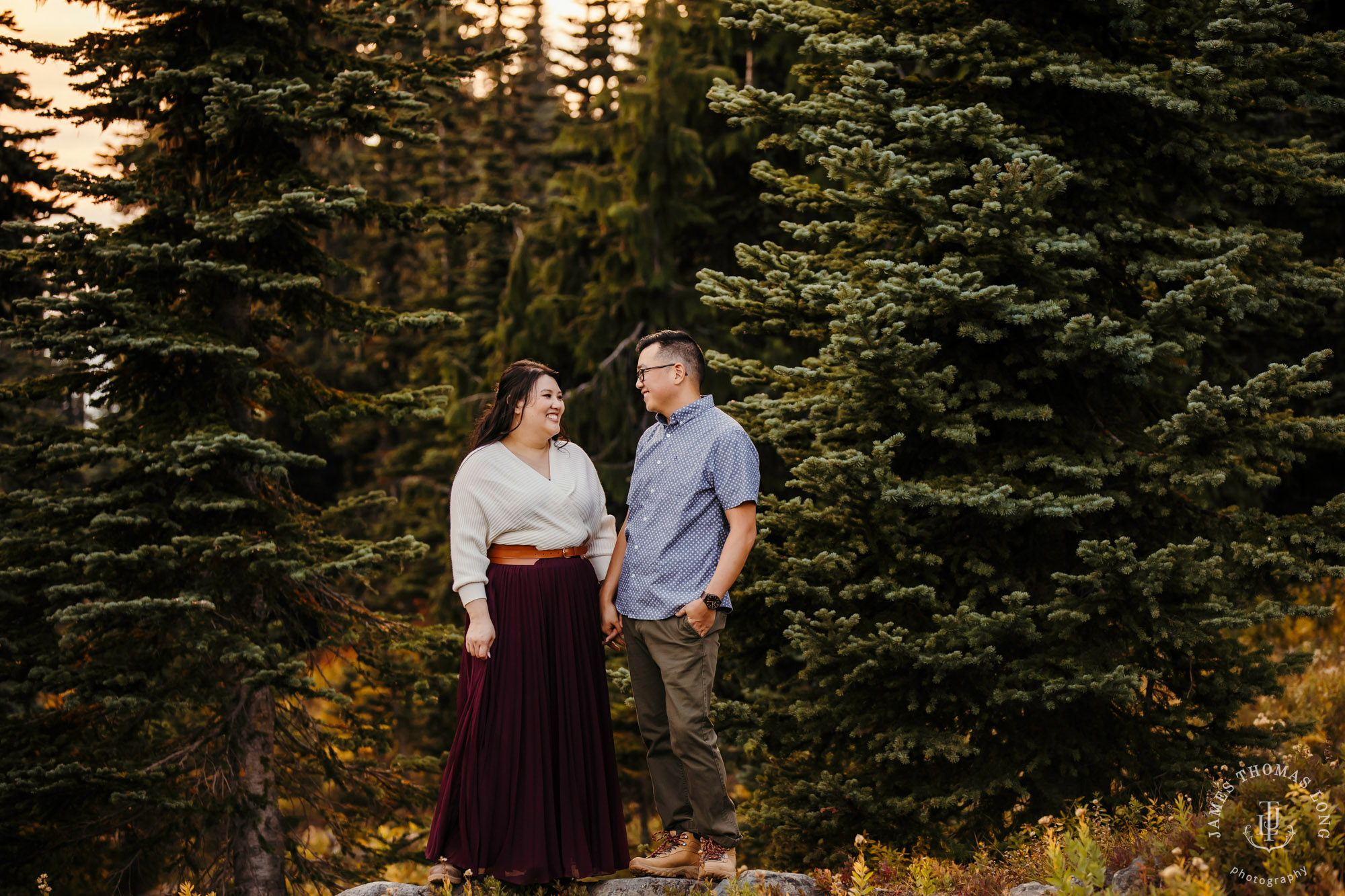 Mount Rainier adventure engagement by adventure wedding and elopement photographer James Thomas Long Photography