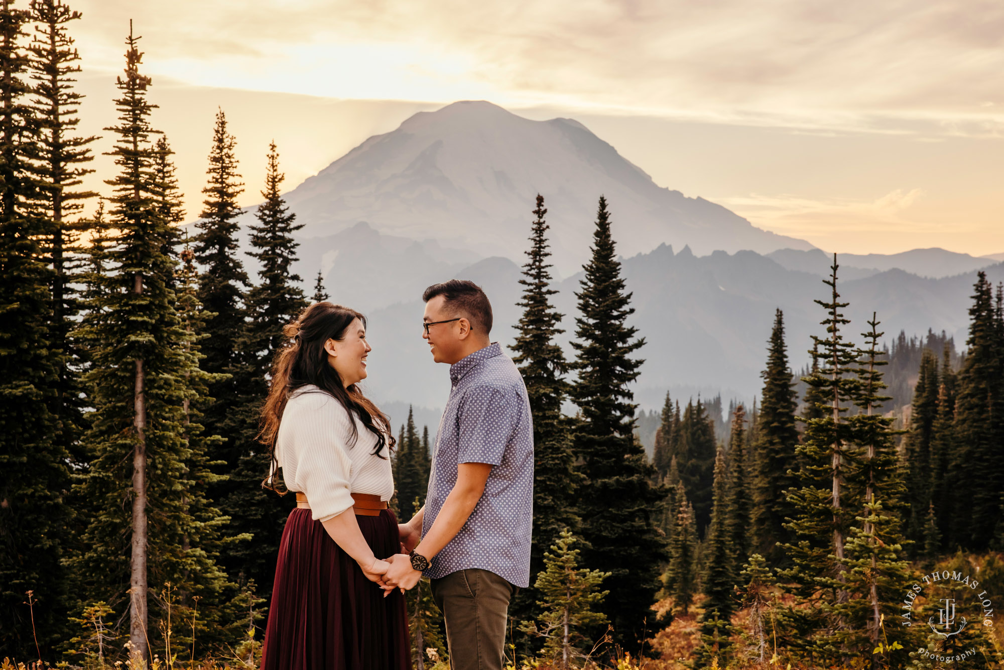 Mount Rainier adventure engagement by adventure wedding and elopement photographer James Thomas Long Photography