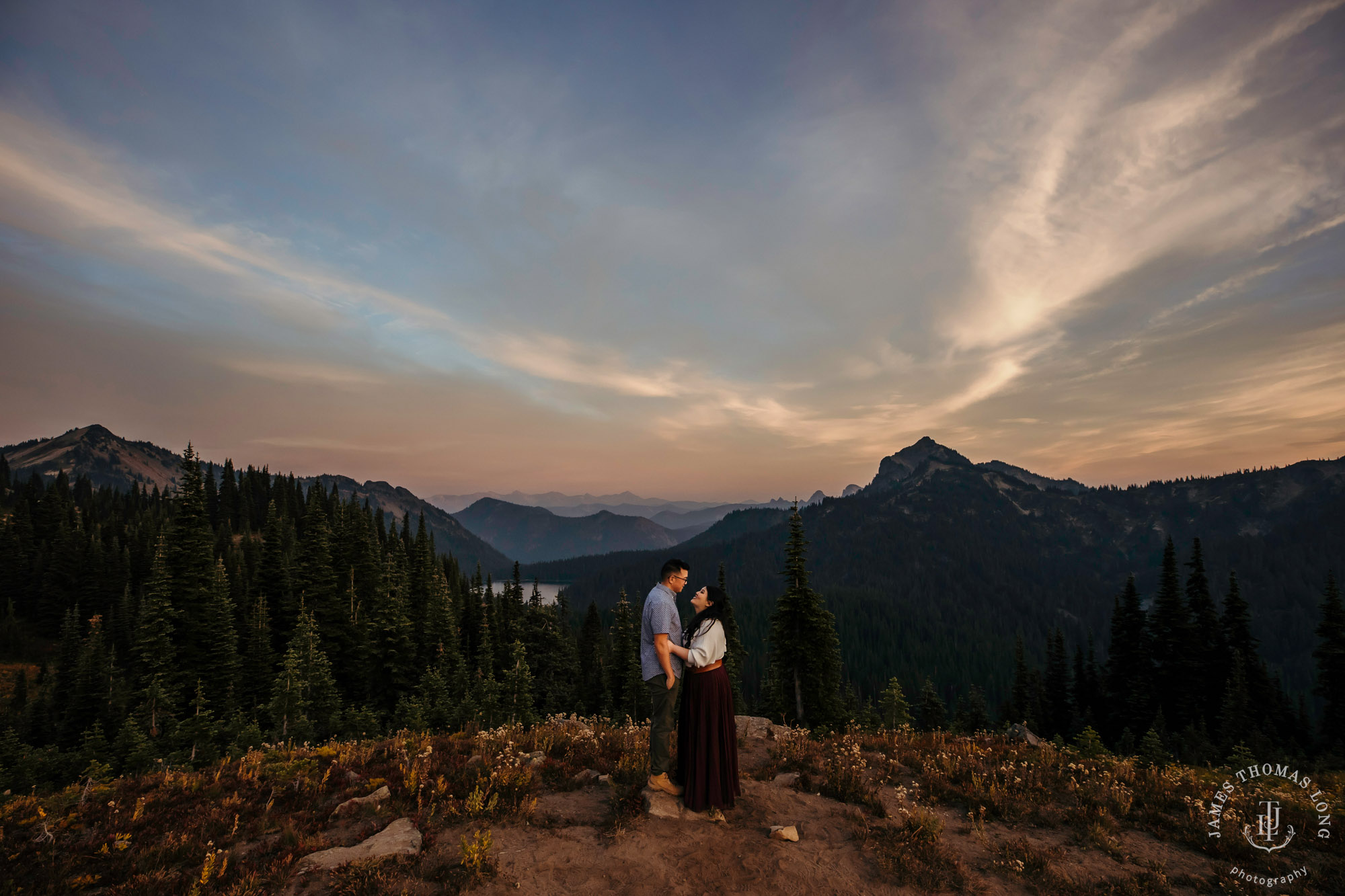 Mount Rainier adventure engagement by adventure wedding and elopement photographer James Thomas Long Photography