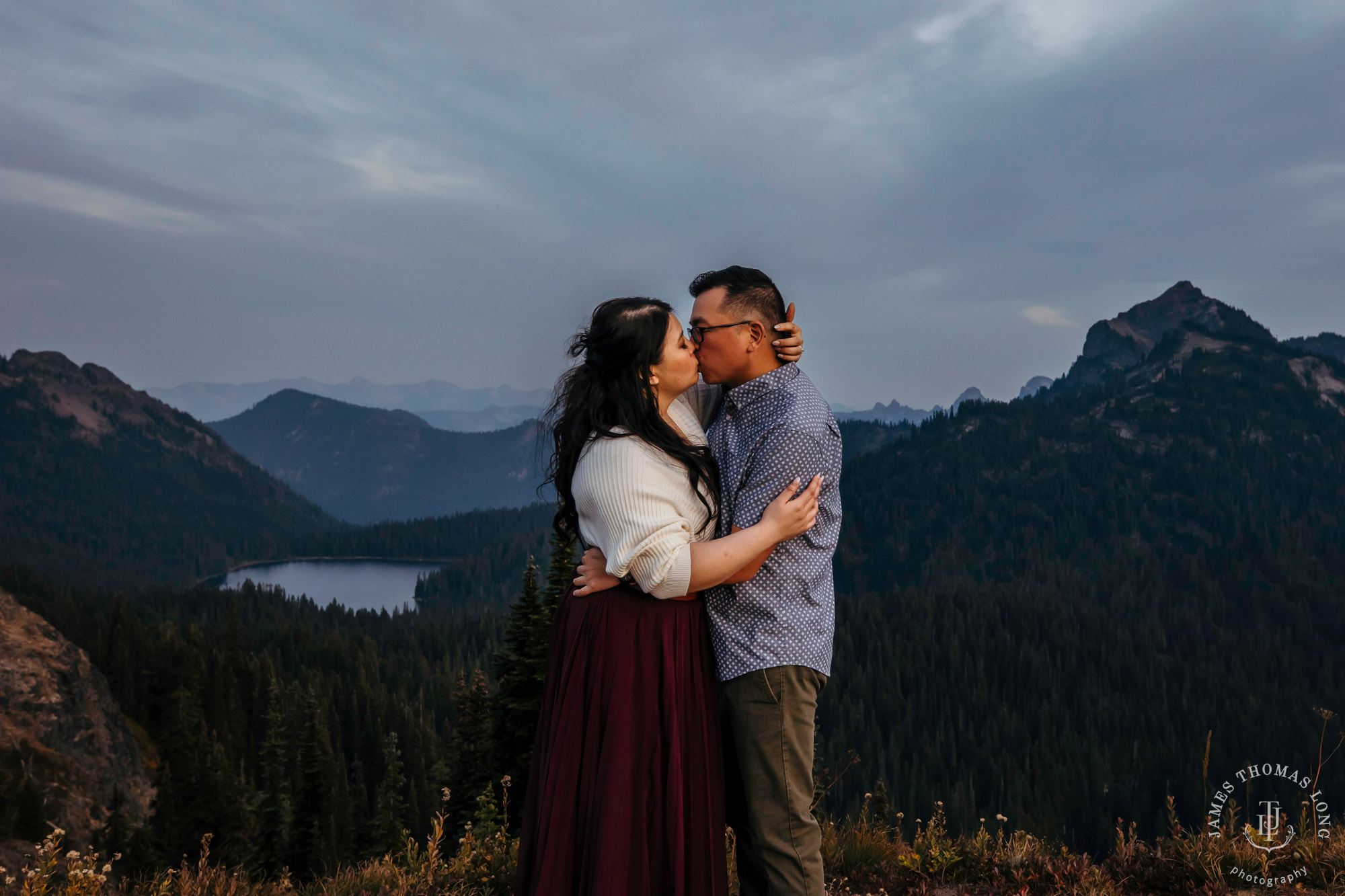 Mount Rainier adventure engagement by adventure wedding and elopement photographer James Thomas Long Photography