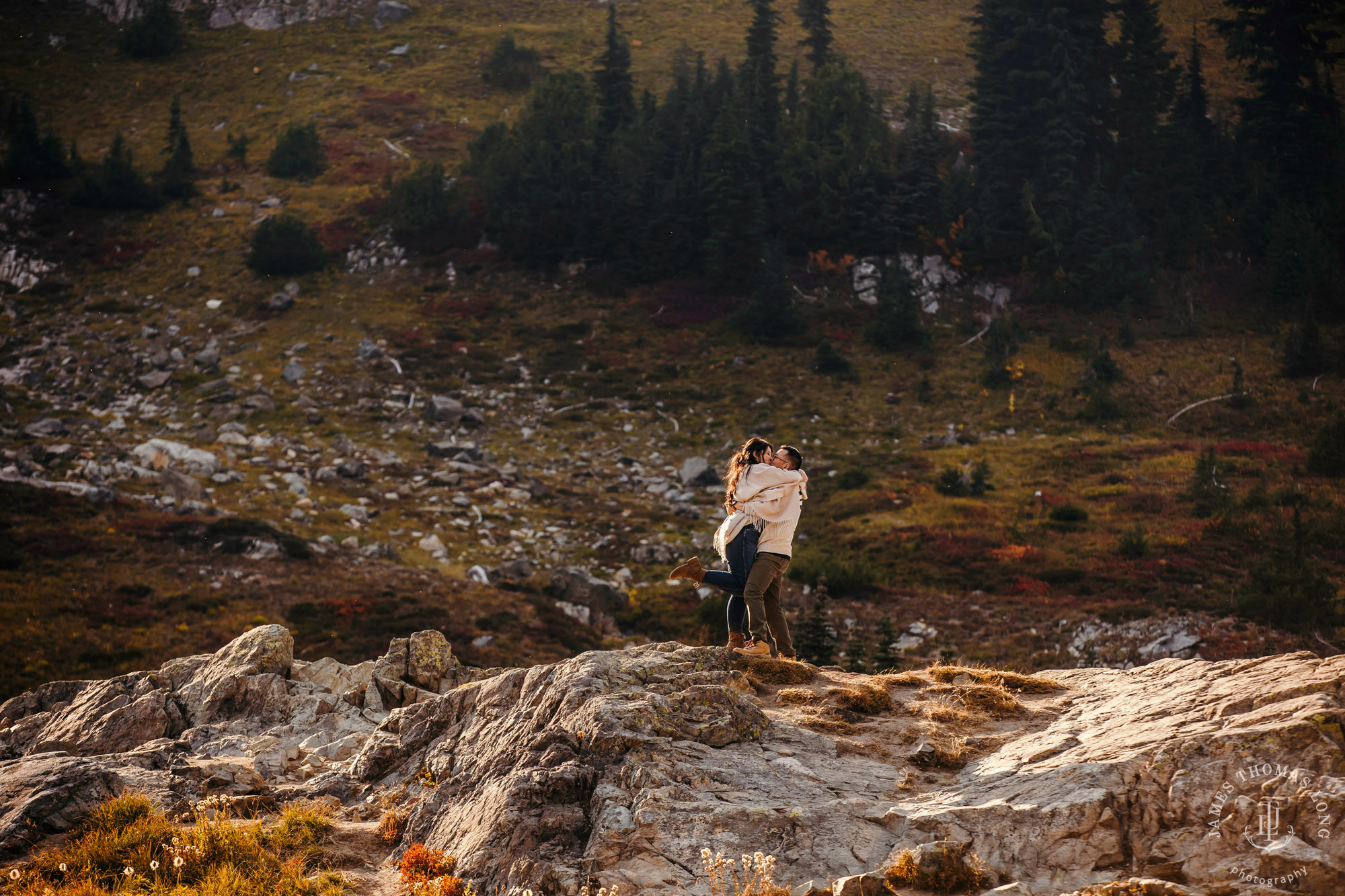 Mount Rainier adventure engagement by adventure wedding and elopement photographer James Thomas Long Photography