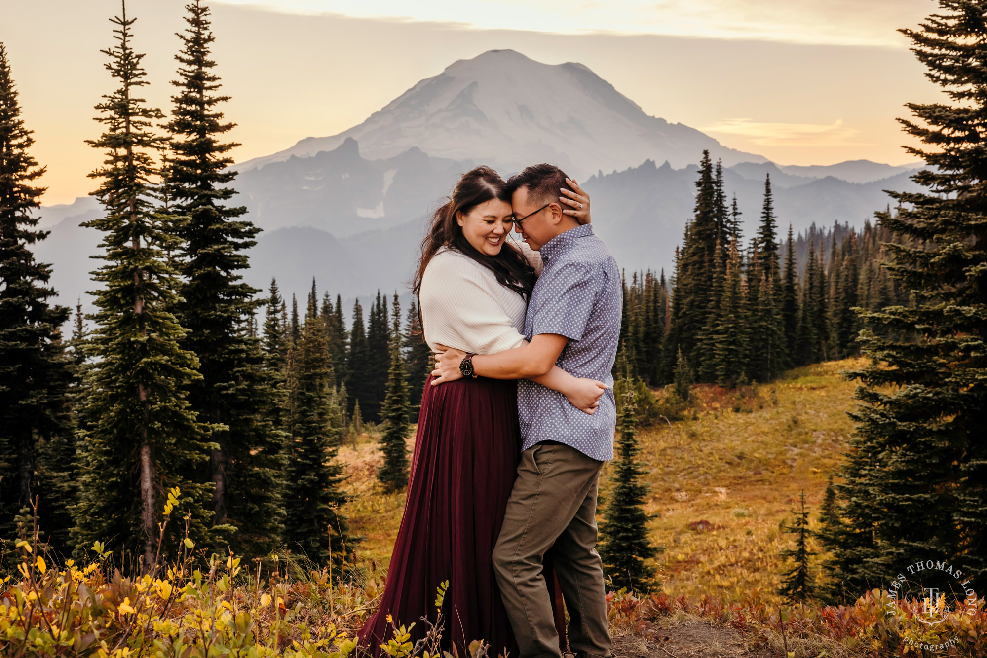 Mount Rainier adventure engagement by adventure wedding and elopement photographer James Thomas Long Photography