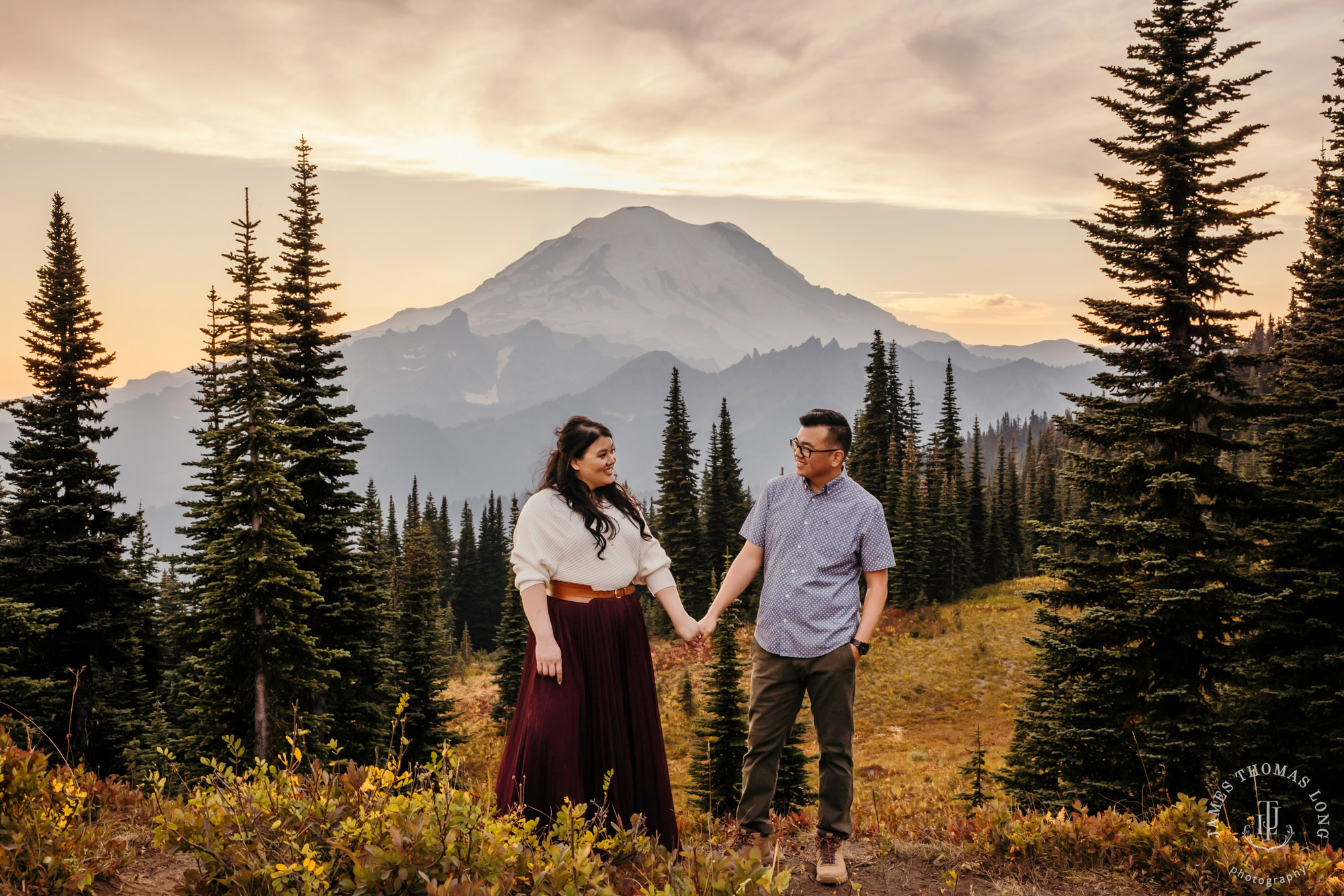 Mount Rainier adventure engagement by adventure wedding and elopement photographer James Thomas Long Photography