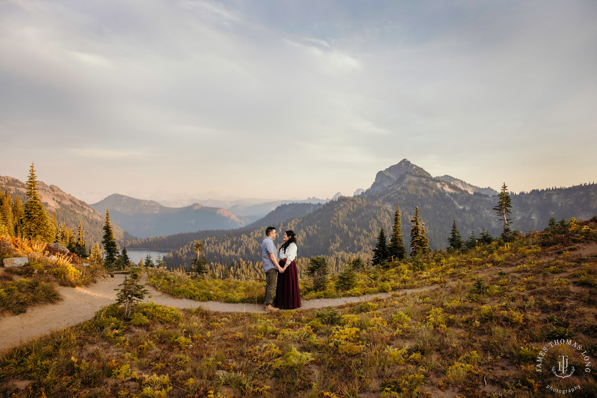 Mount Rainier adventure engagement by adventure wedding and elopement photographer James Thomas Long Photography