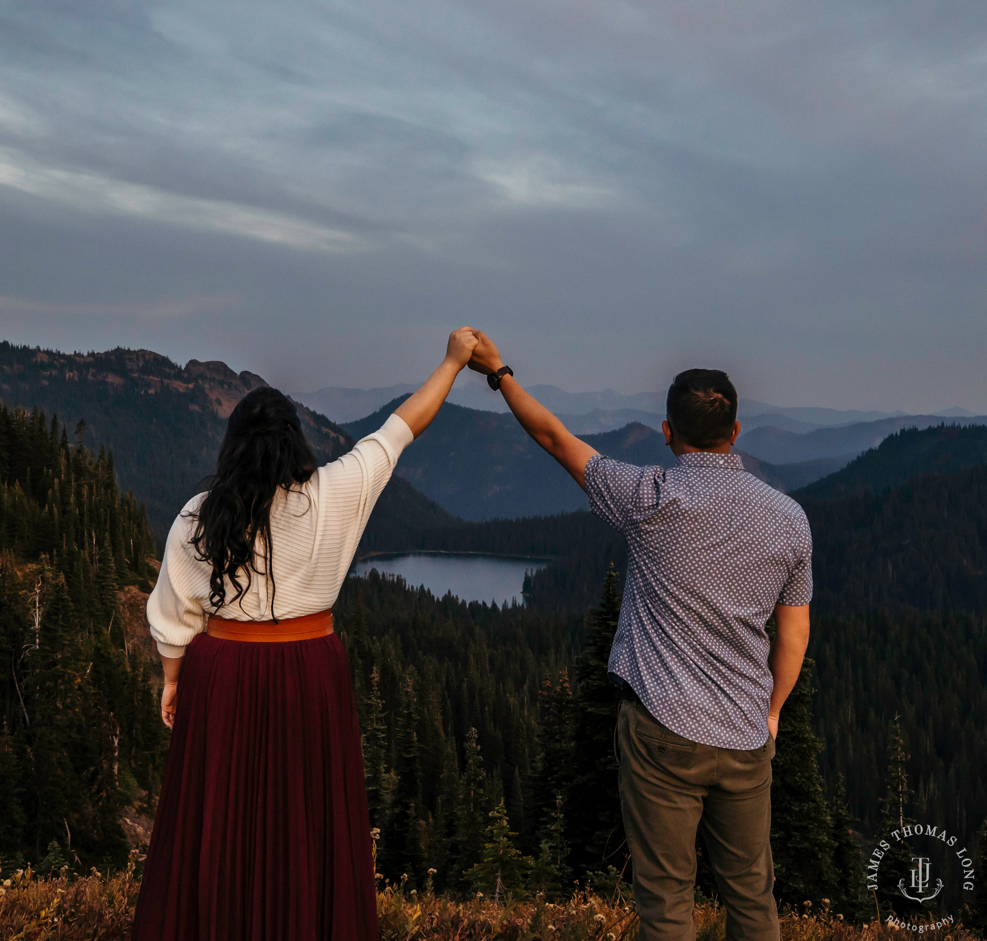 Mount Rainier adventure engagement by adventure wedding and elopement photographer James Thomas Long Photography